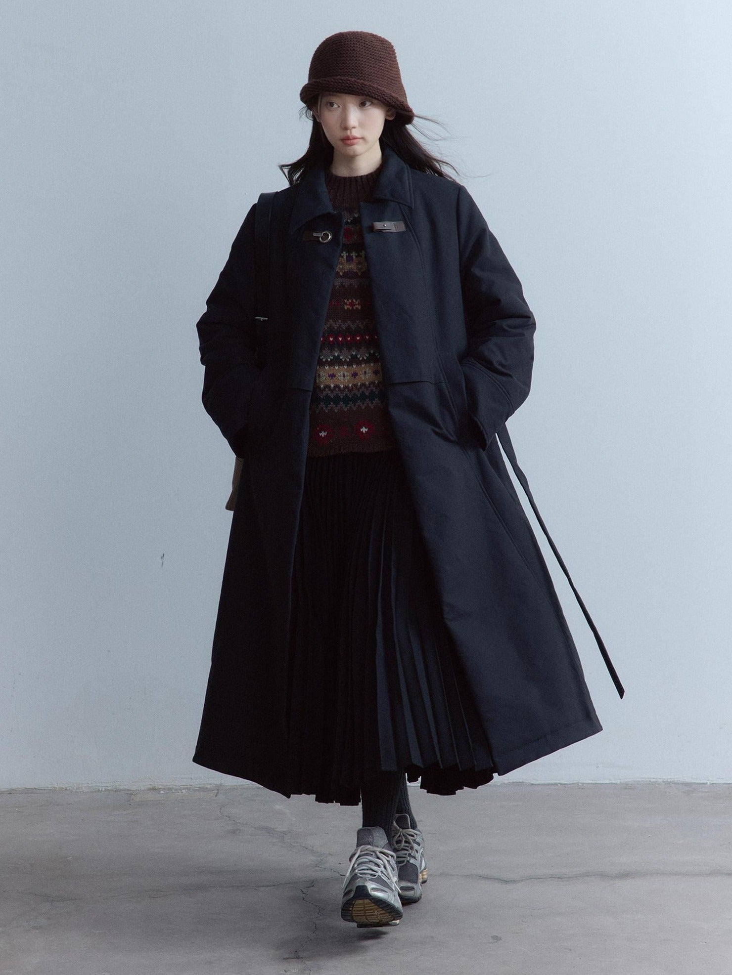 FUSSED Thick Cotton Lined Loose Fit Sweet Academy Longline Blazer Collar Women Coat