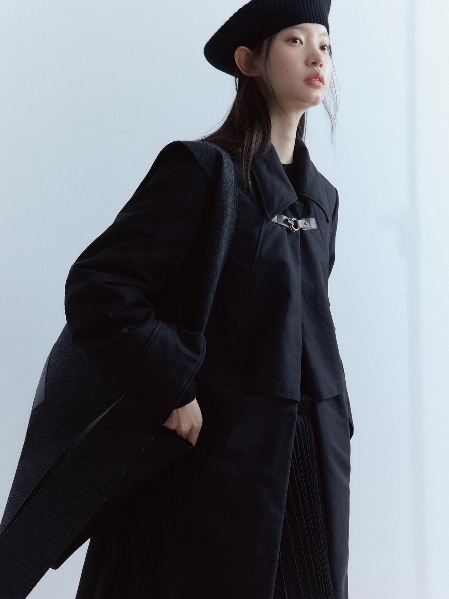 FUSSED Thick Cotton Lined Loose Fit Sweet Academy Longline Blazer Collar Women Coat