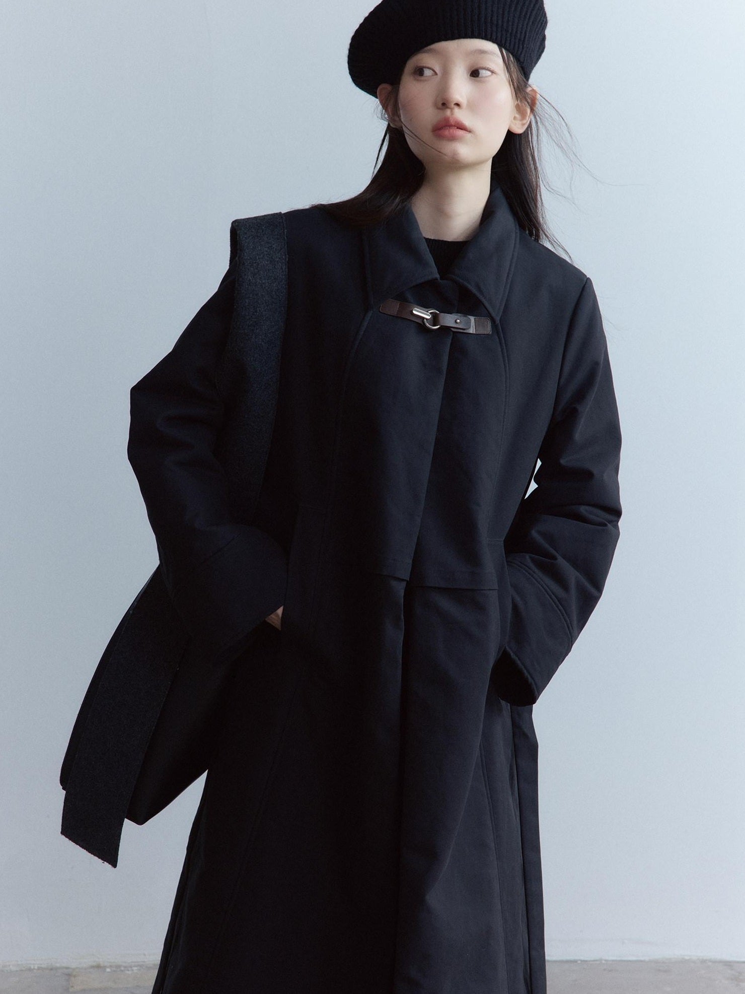 FUSSED Thick Cotton Lined Loose Fit Sweet Academy Longline Blazer Collar Women Coat