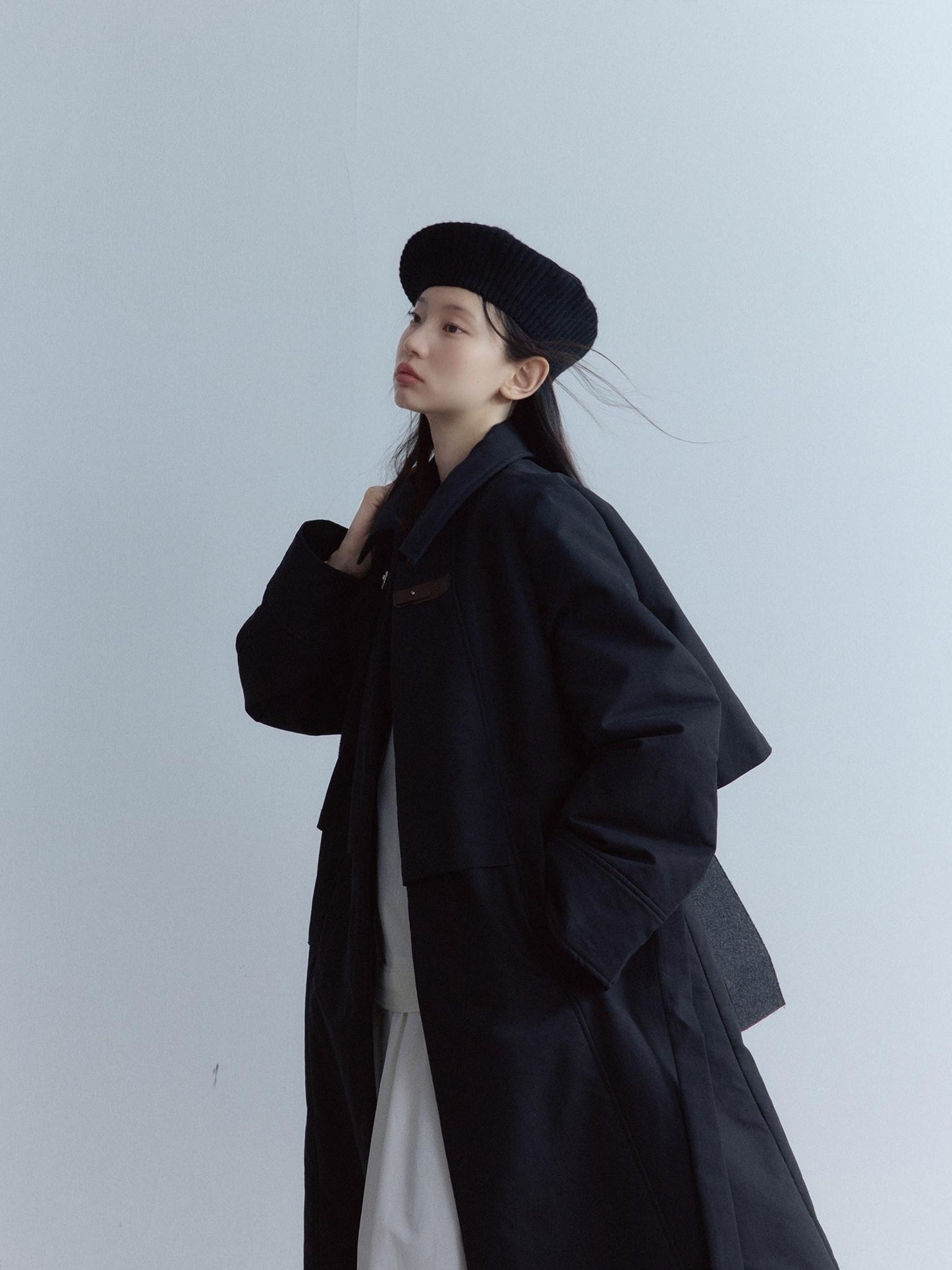 FUSSED Thick Cotton Lined Loose Fit Sweet Academy Longline Blazer Collar Women Coat