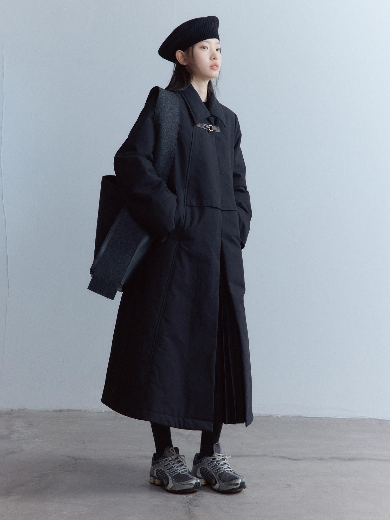 FUSSED Thick Cotton Lined Loose Fit Sweet Academy Longline Blazer Collar Women Coat