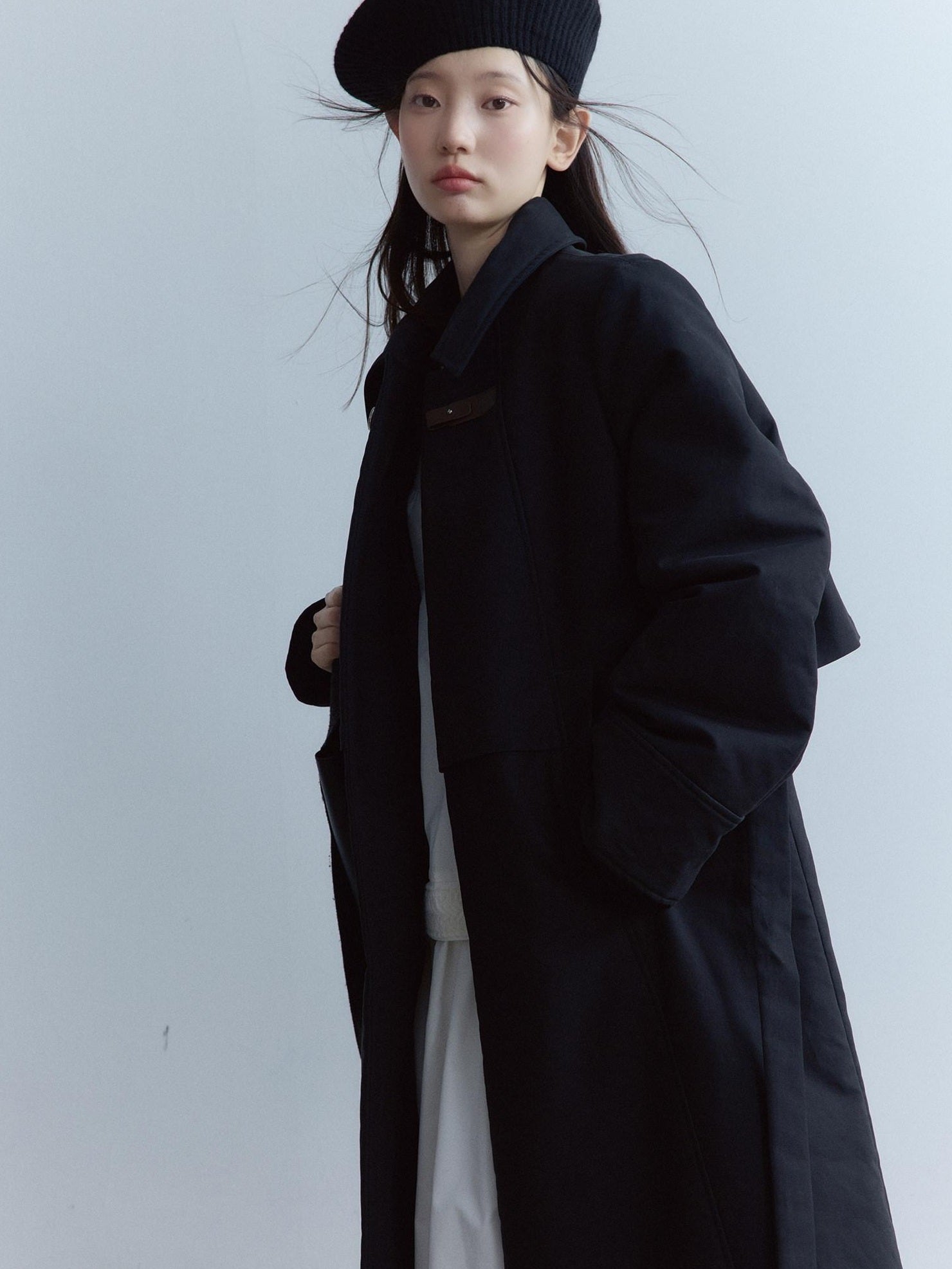 FUSSED Thick Cotton Lined Loose Fit Sweet Academy Longline Blazer Collar Women Coat