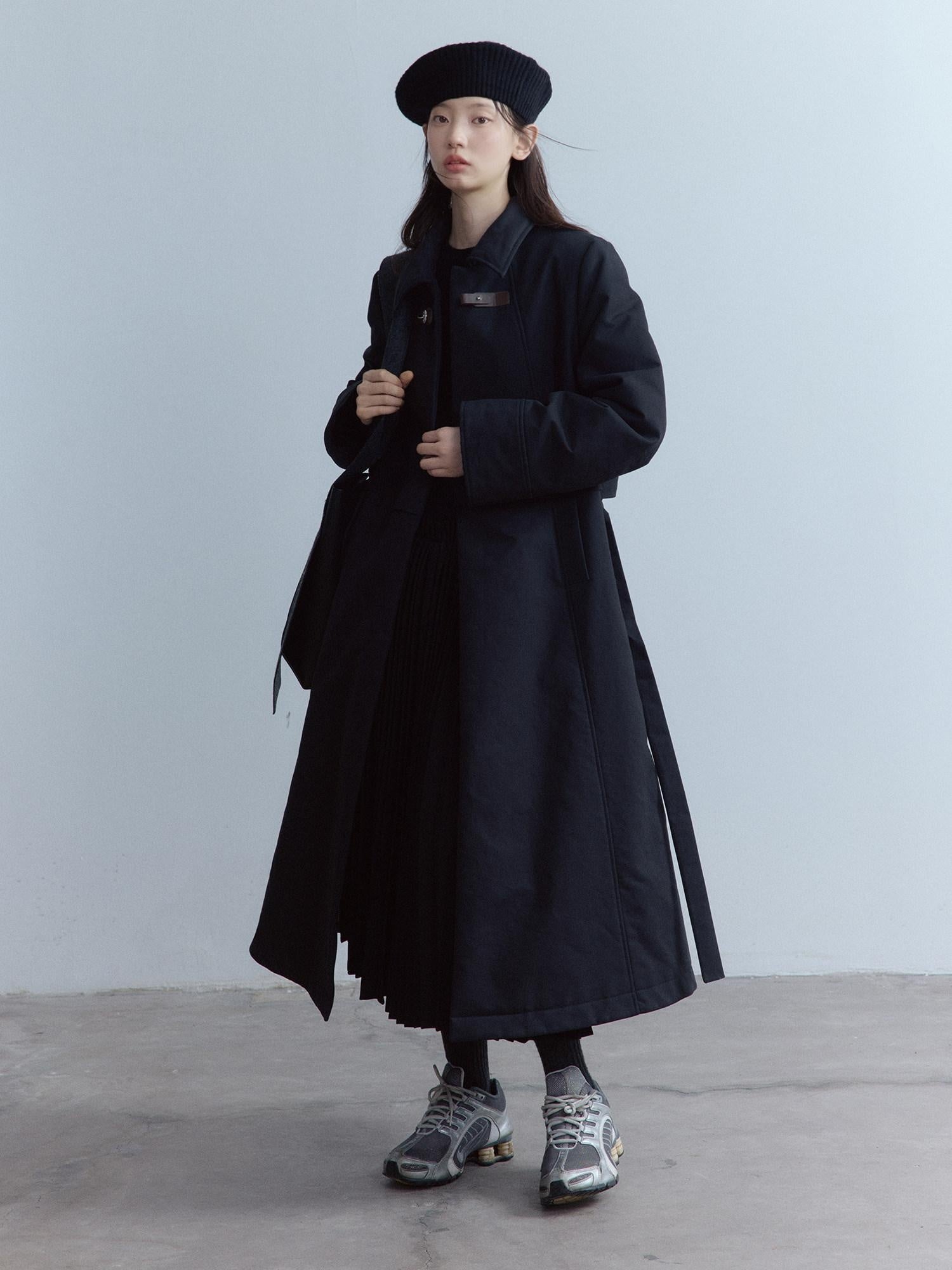 FUSSED Thick Cotton Lined Loose Fit Sweet Academy Longline Blazer Collar Women Coat