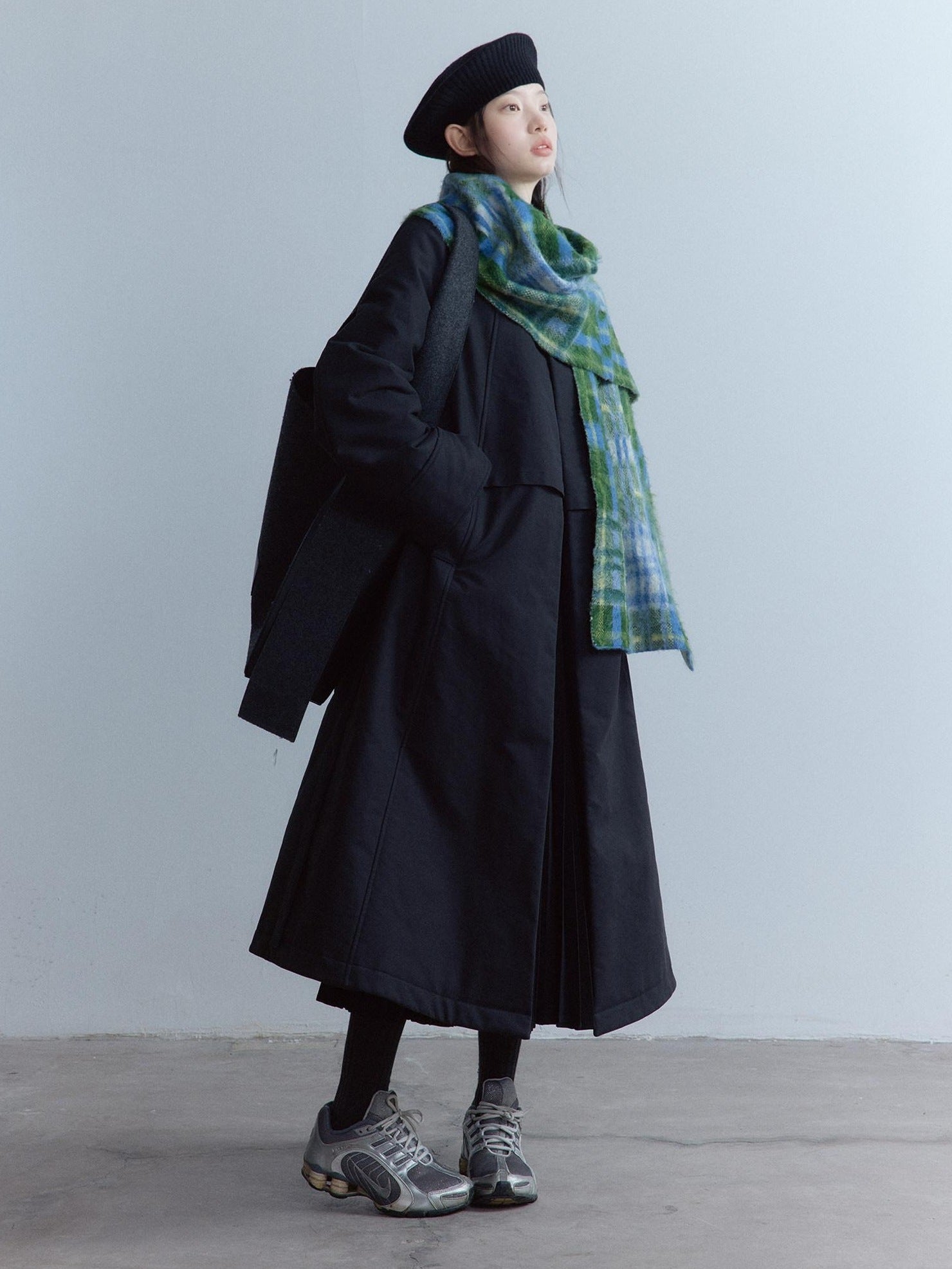 FUSSED Thick Cotton Lined Loose Fit Sweet Academy Longline Blazer Collar Women Coat