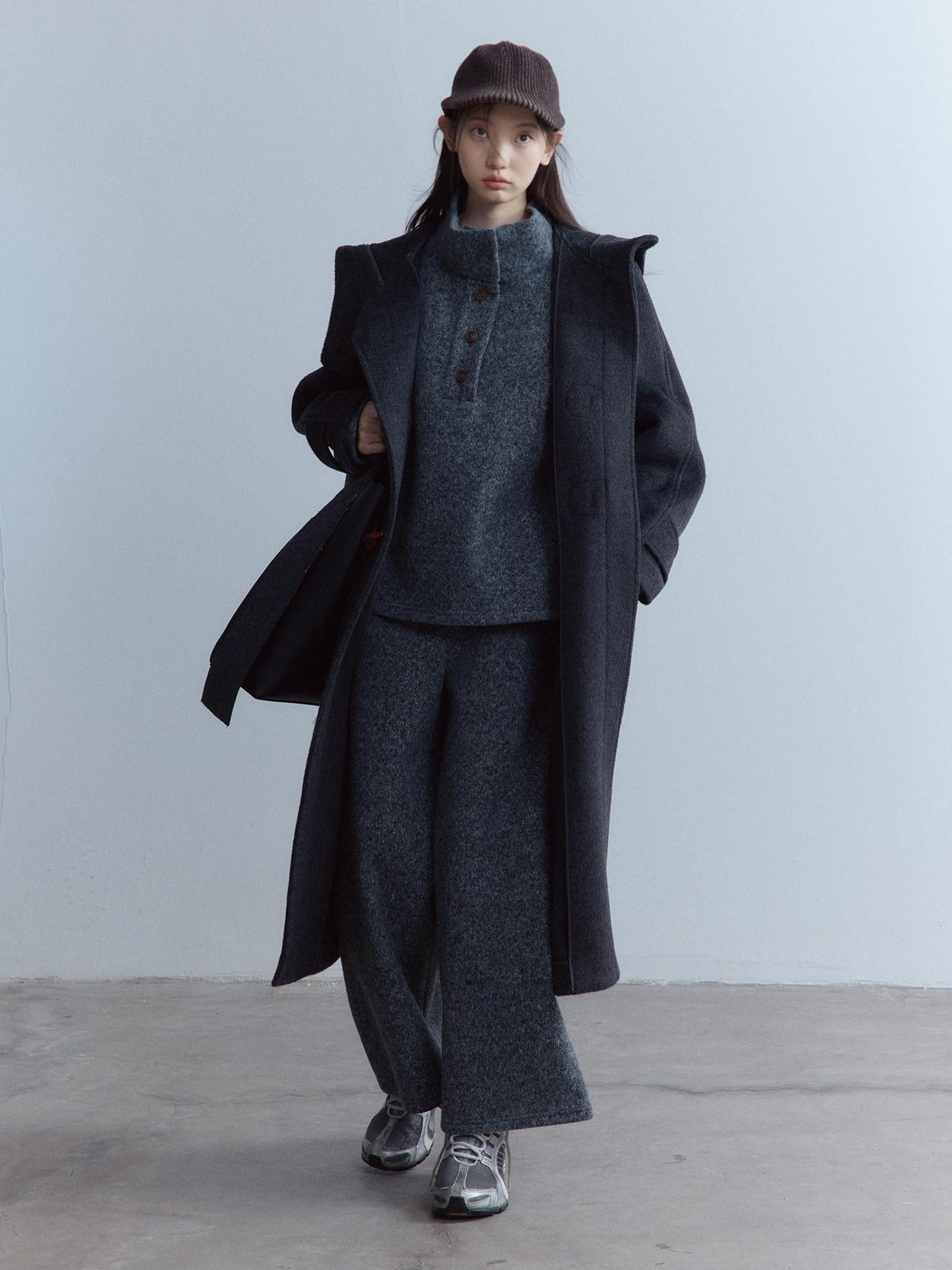 FUSSED Thick Pure Wool Oversized Cute Collegiate Unisex Long Toggle Closure Coat