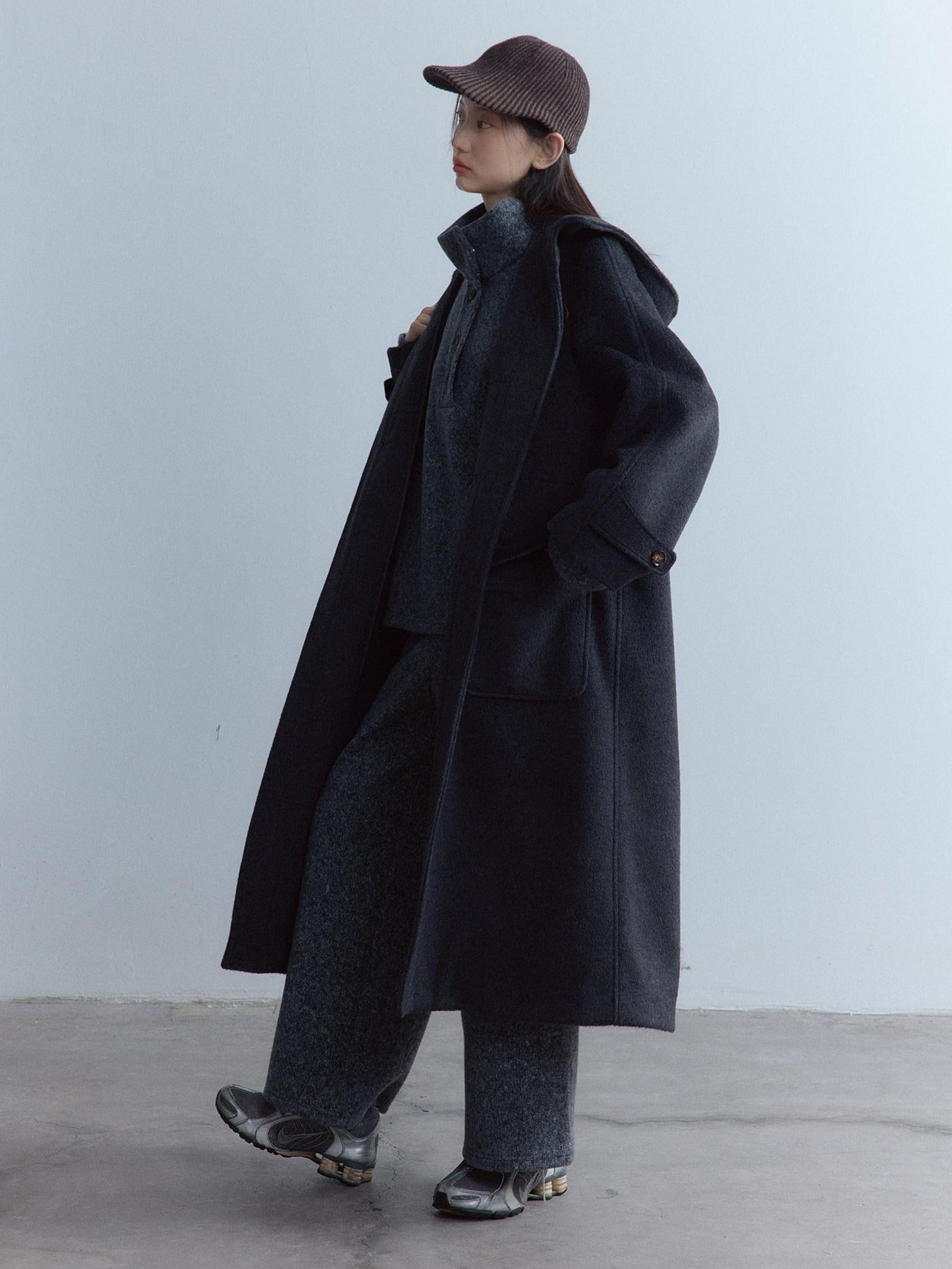 FUSSED Thick Pure Wool Oversized Cute Collegiate Unisex Long Toggle Closure Coat