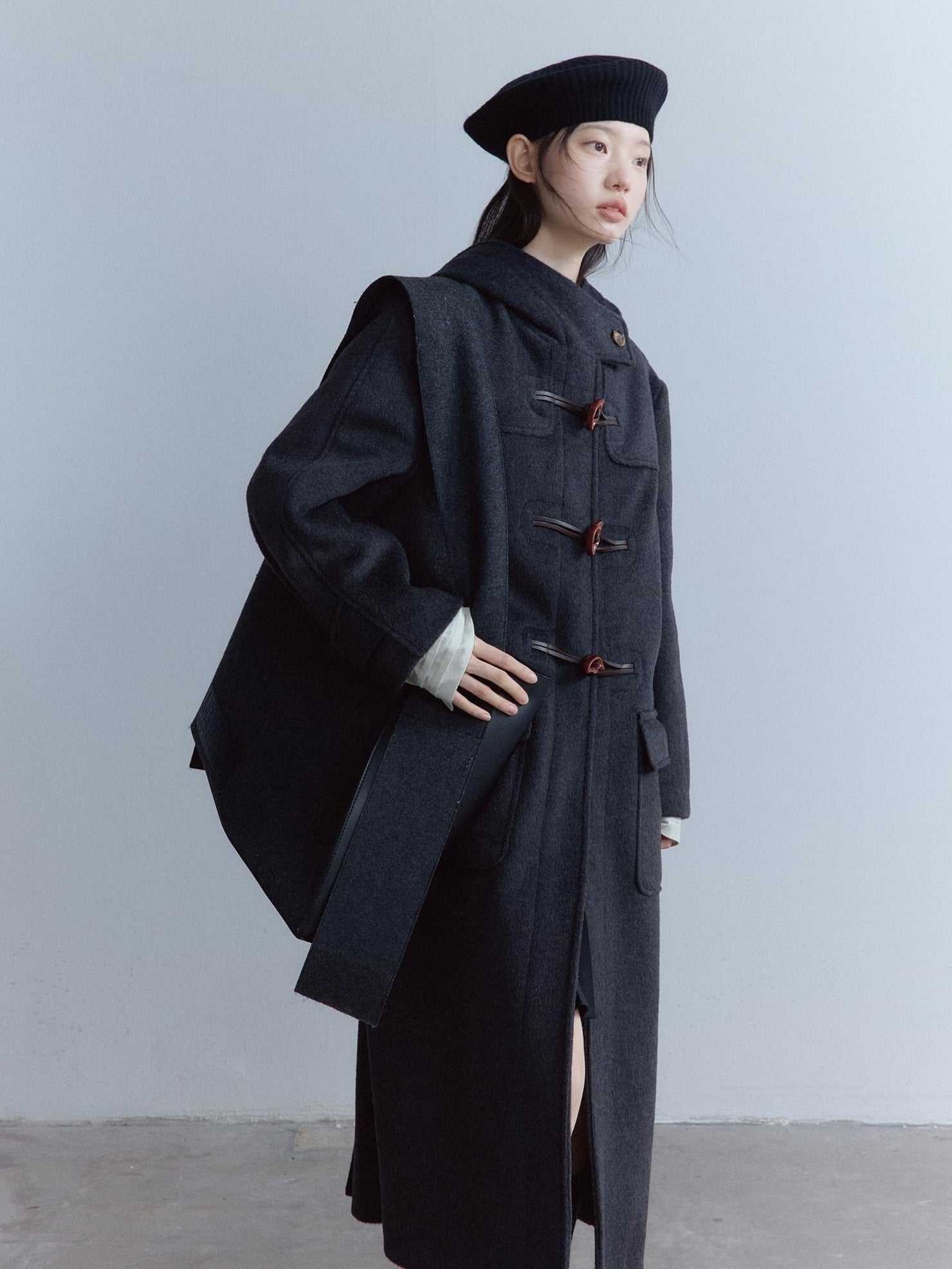 FUSSED Thick Pure Wool Oversized Cute Collegiate Unisex Long Toggle Closure Coat