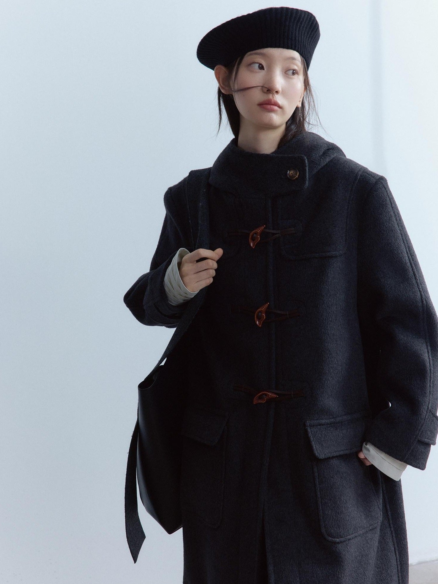 FUSSED Thick Pure Wool Oversized Cute Collegiate Unisex Long Toggle Closure Coat