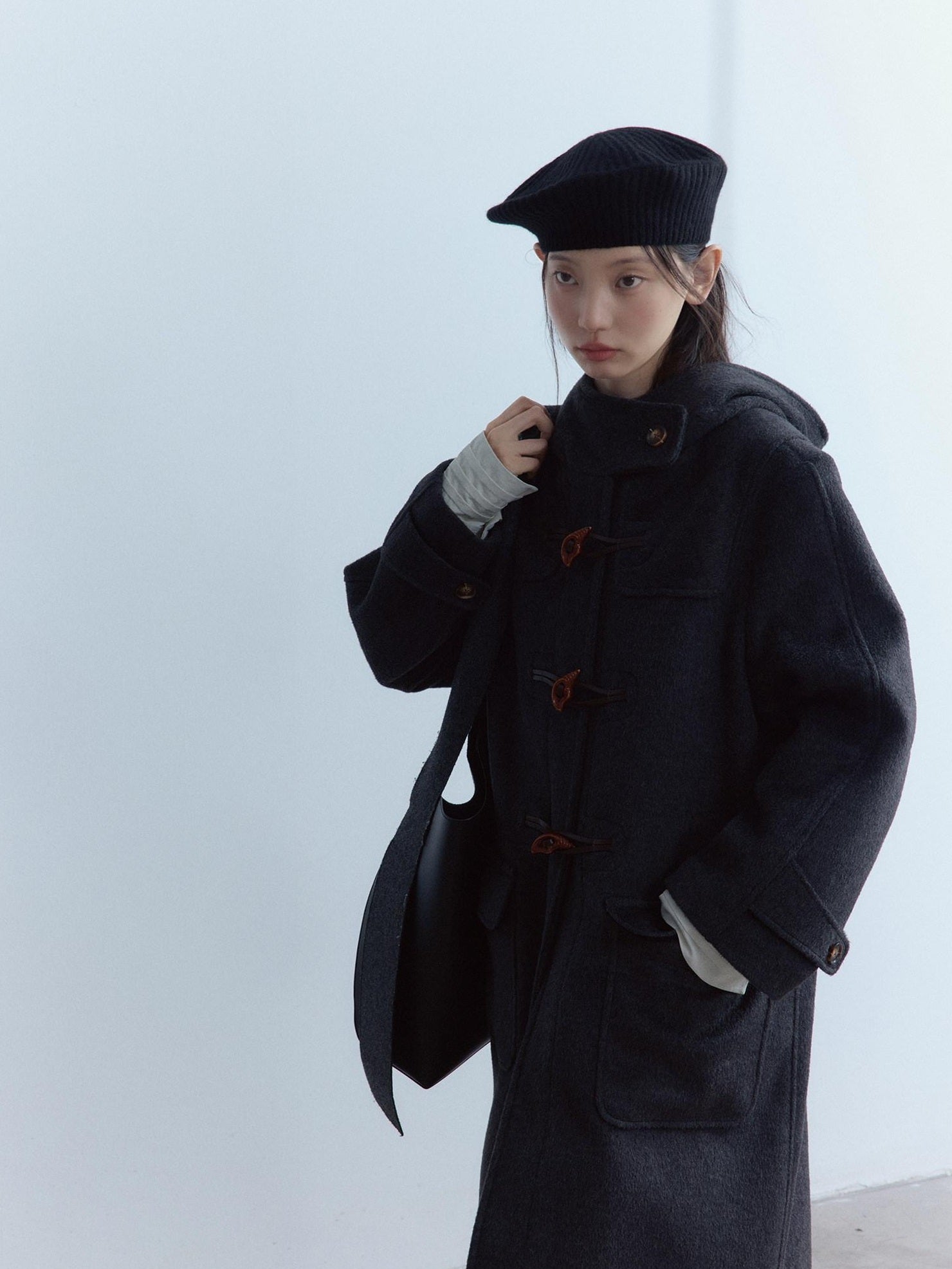FUSSED Thick Pure Wool Oversized Cute Collegiate Unisex Long Toggle Closure Coat