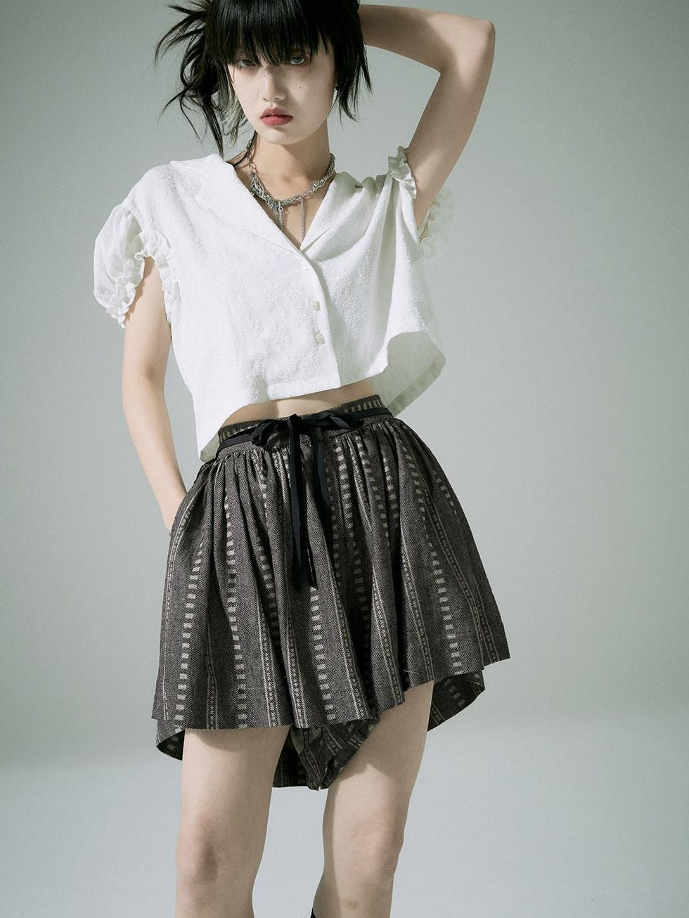 FUSSED Tie Waist Original Wide Leg For Women Natural Waist Striped Shorts