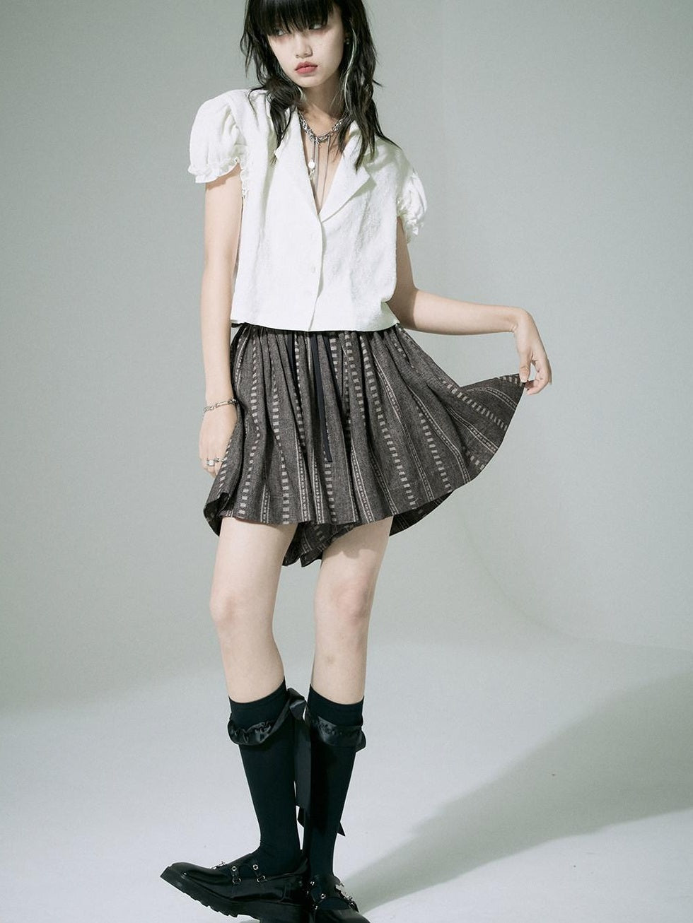 FUSSED Tie Waist Original Wide Leg For Women Natural Waist Striped Shorts