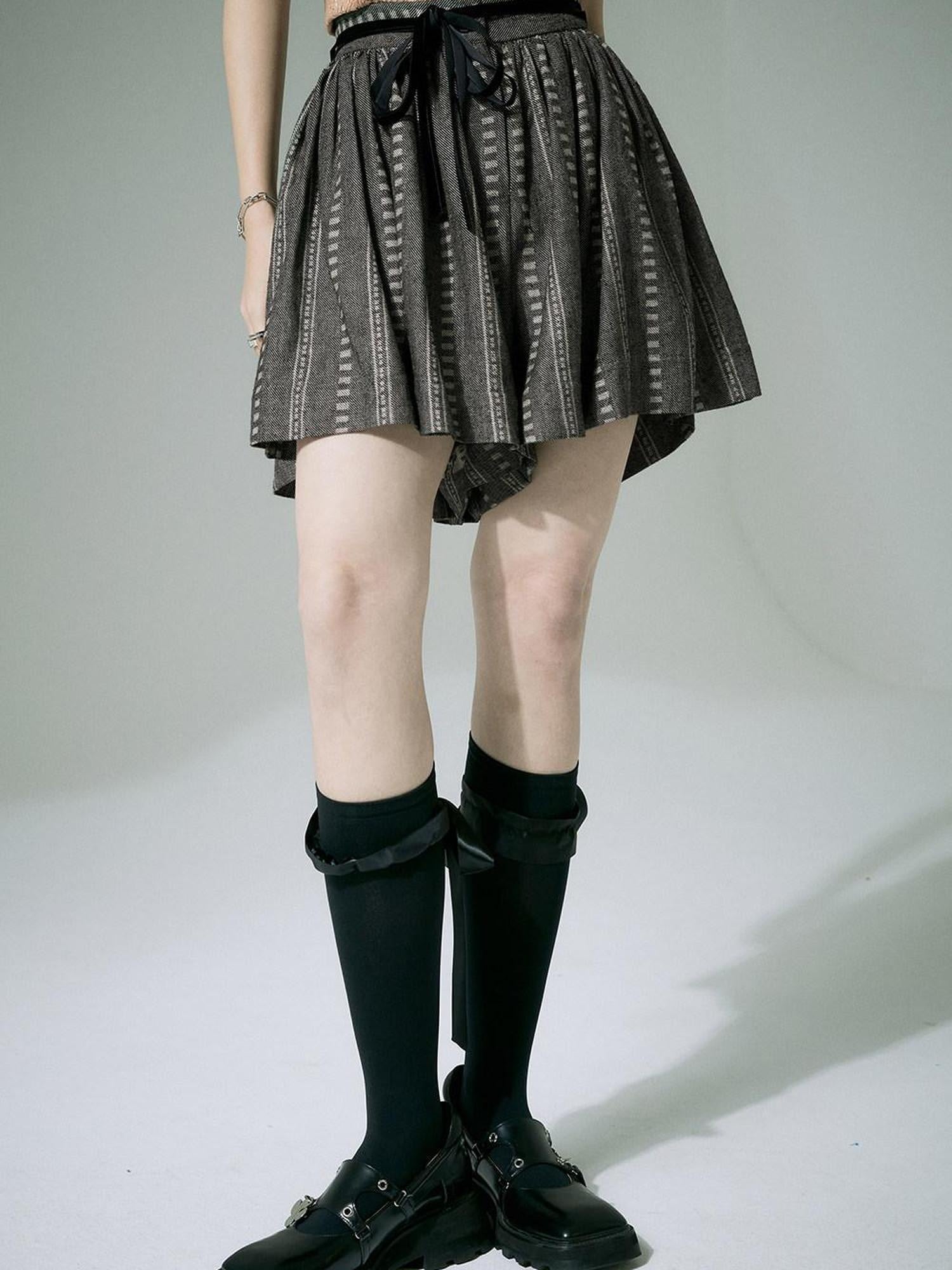 FUSSED Tie Waist Original Wide Leg For Women Natural Waist Striped Shorts