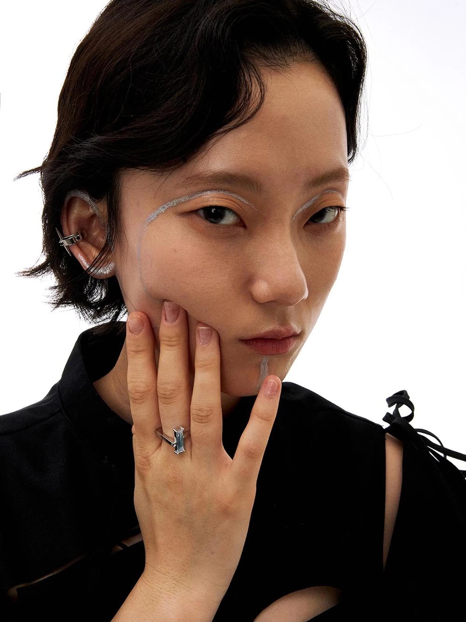 Time Leap Mismatched Sapphire Square Ring