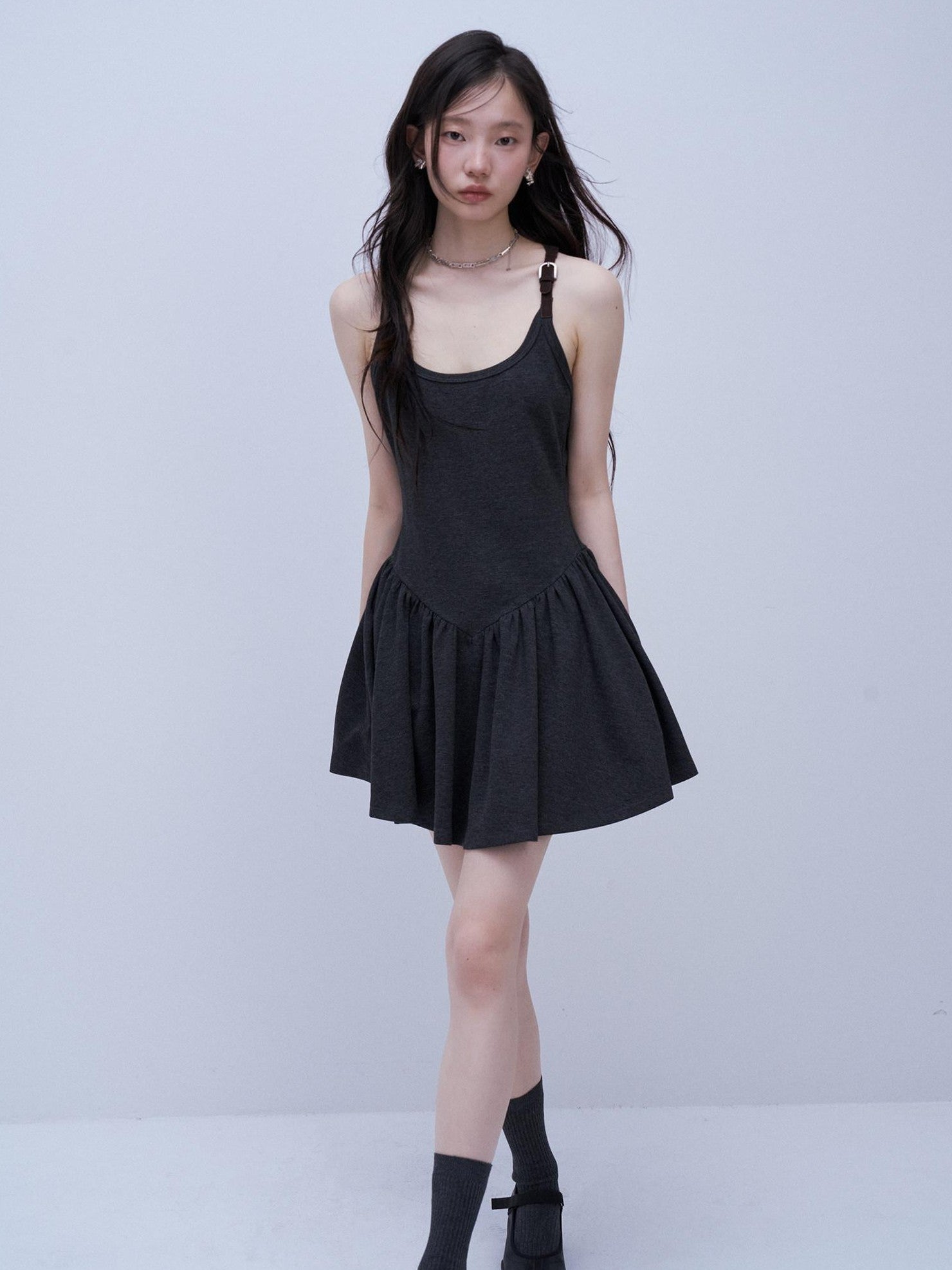 FUSSED Tri Color Leather Splice Ruching Low Waist Women&