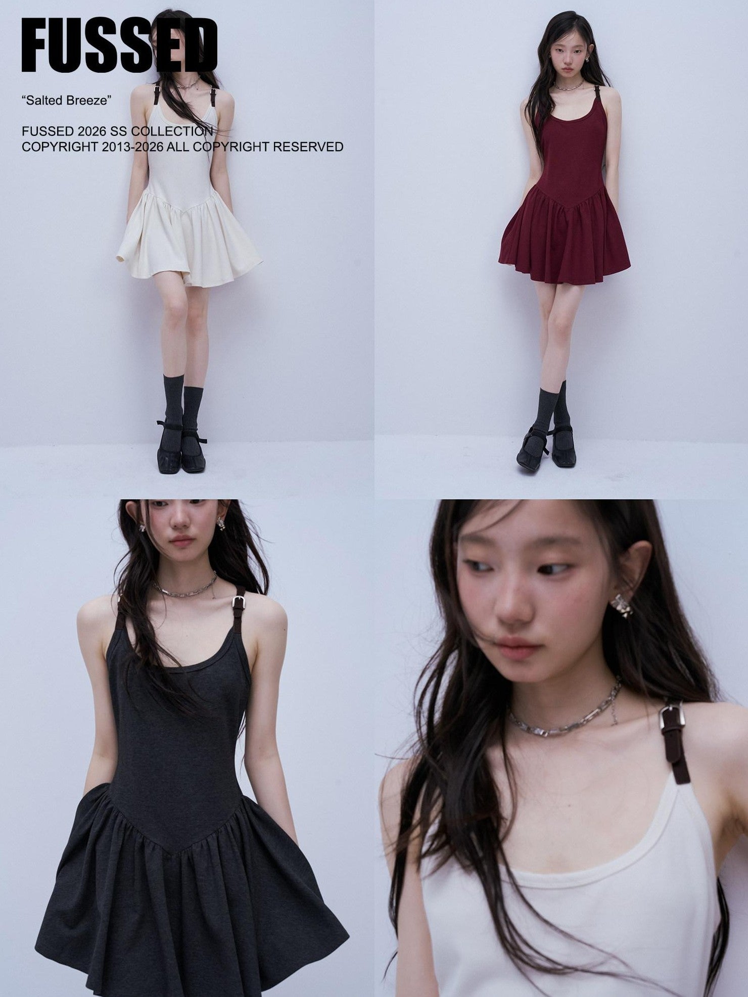 FUSSED Tri Color Leather Splice Ruching Low Waist Women&