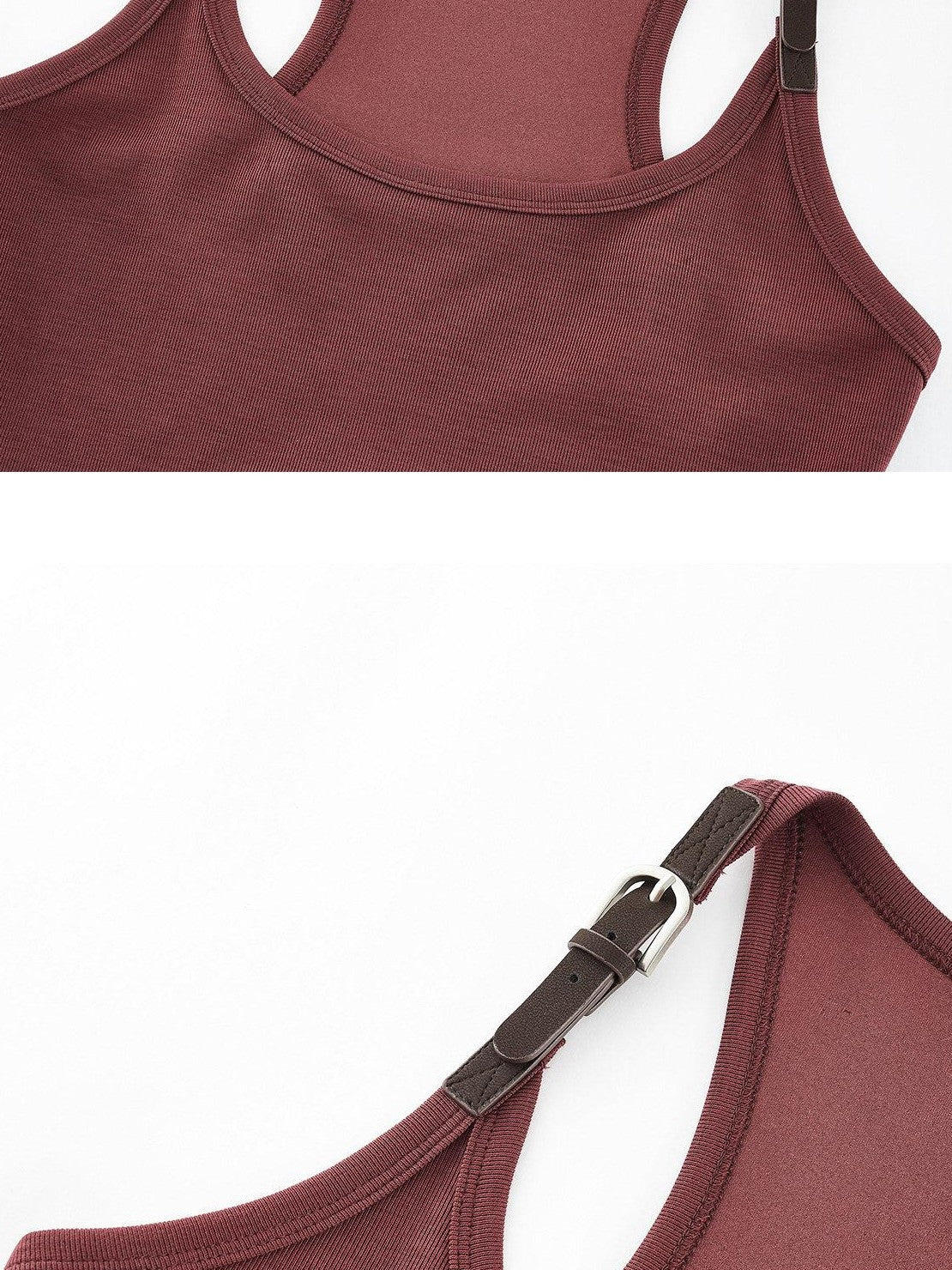 FUSSED Tri Color Leather Splice Ruching Low Waist Women&