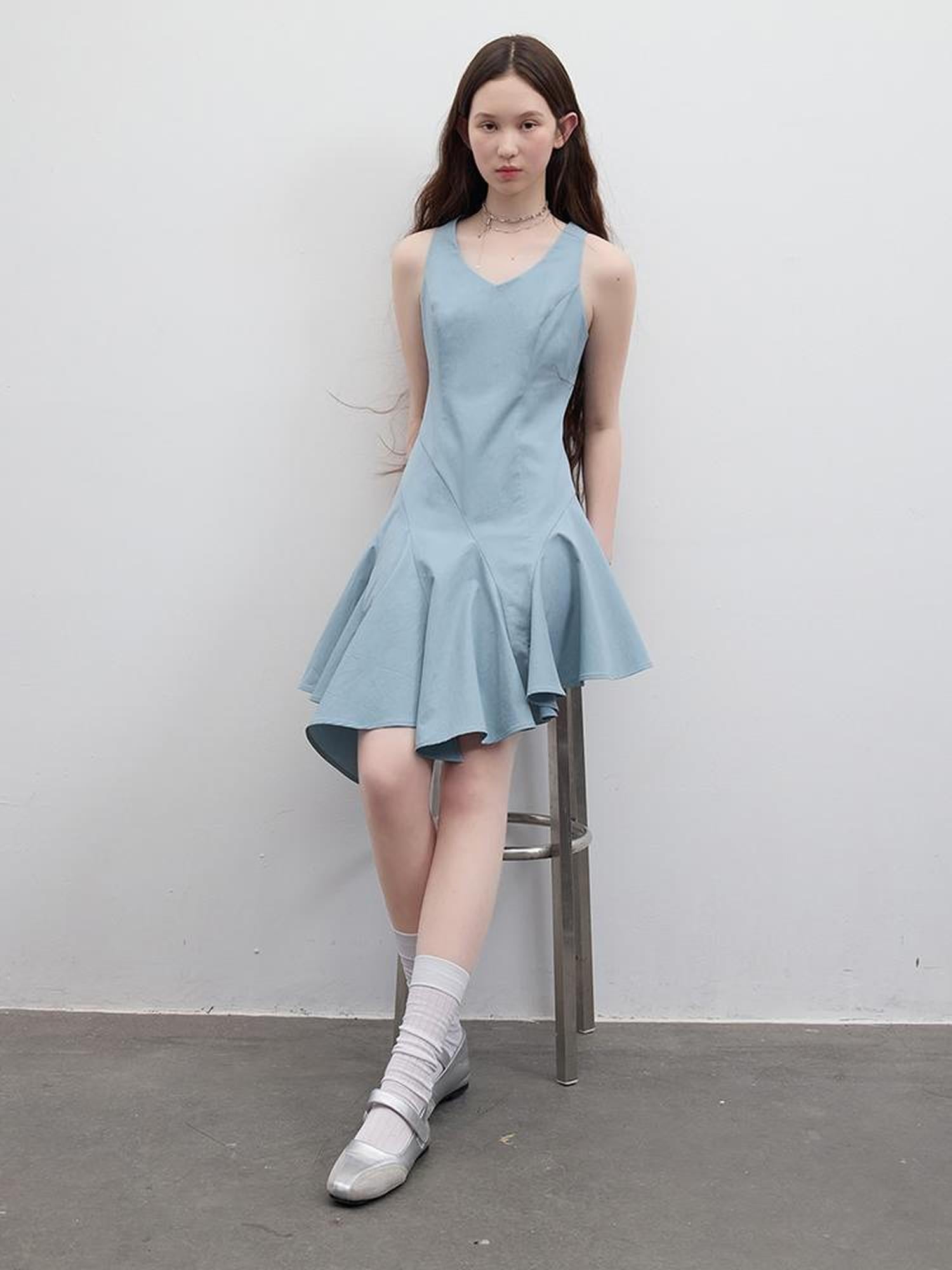 FUSSED V-Neck Asymmetrical Slip Dress