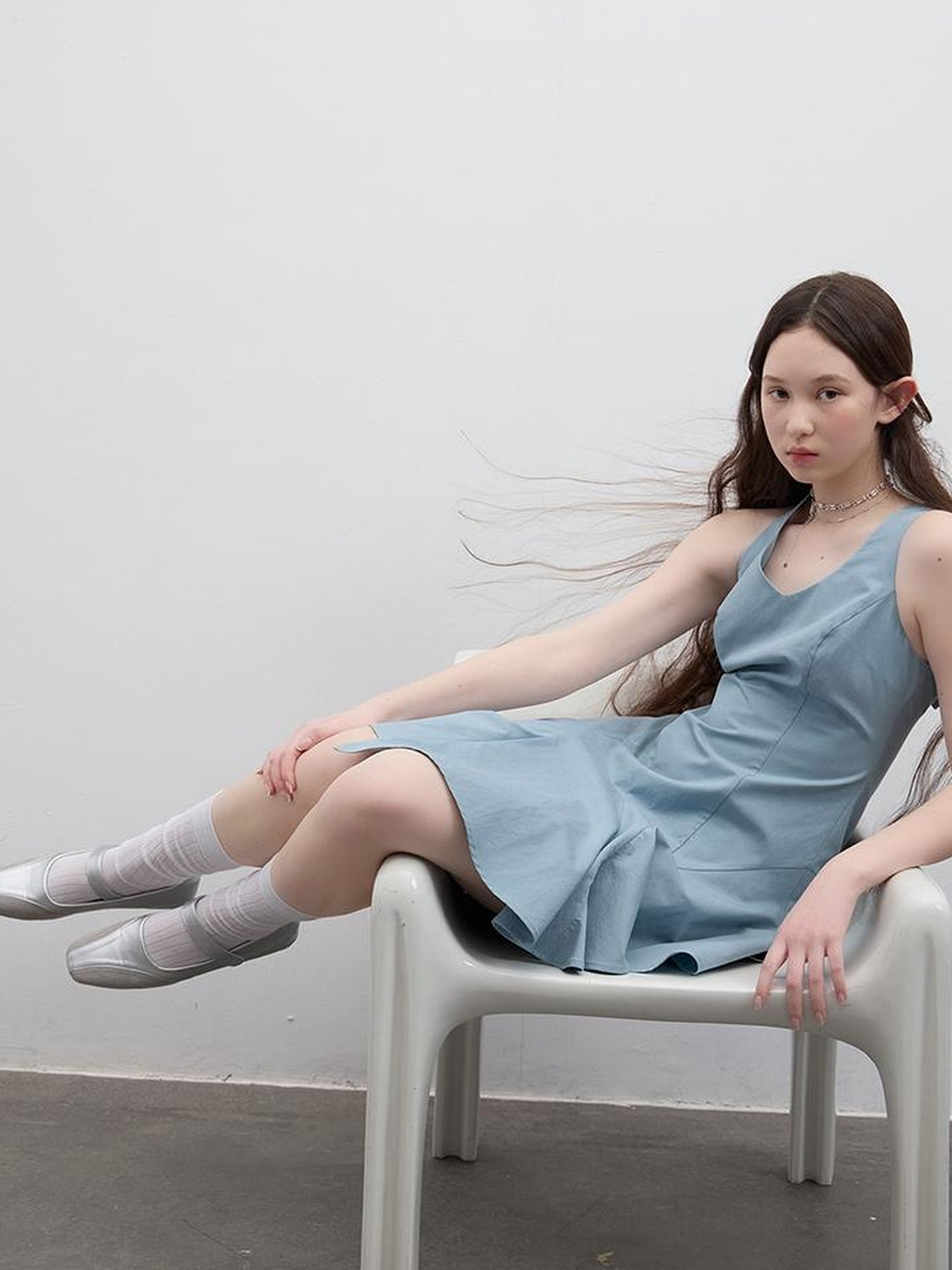 FUSSED V-Neck Asymmetrical Slip Dress