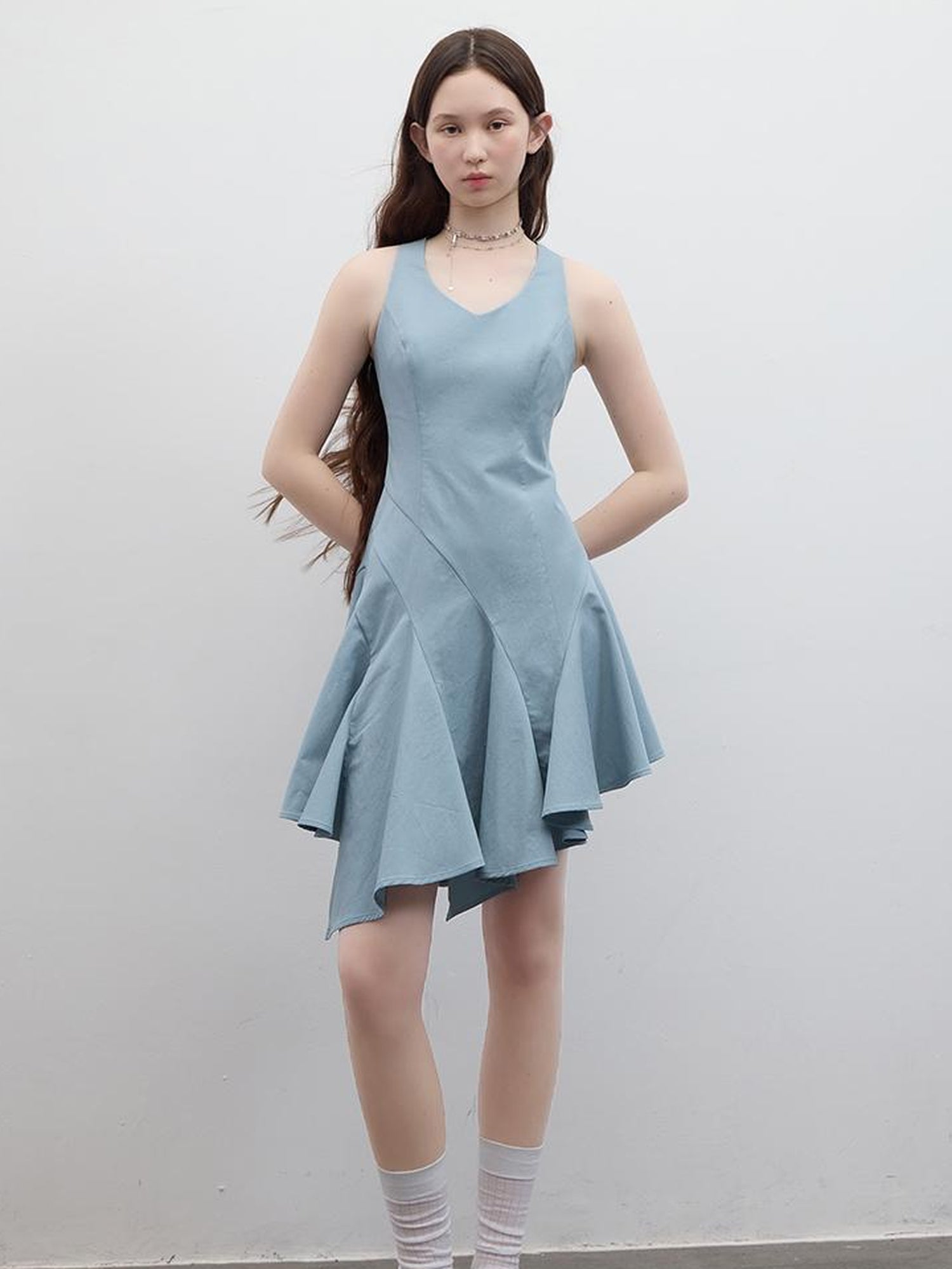 FUSSED V-Neck Asymmetrical Slip Dress