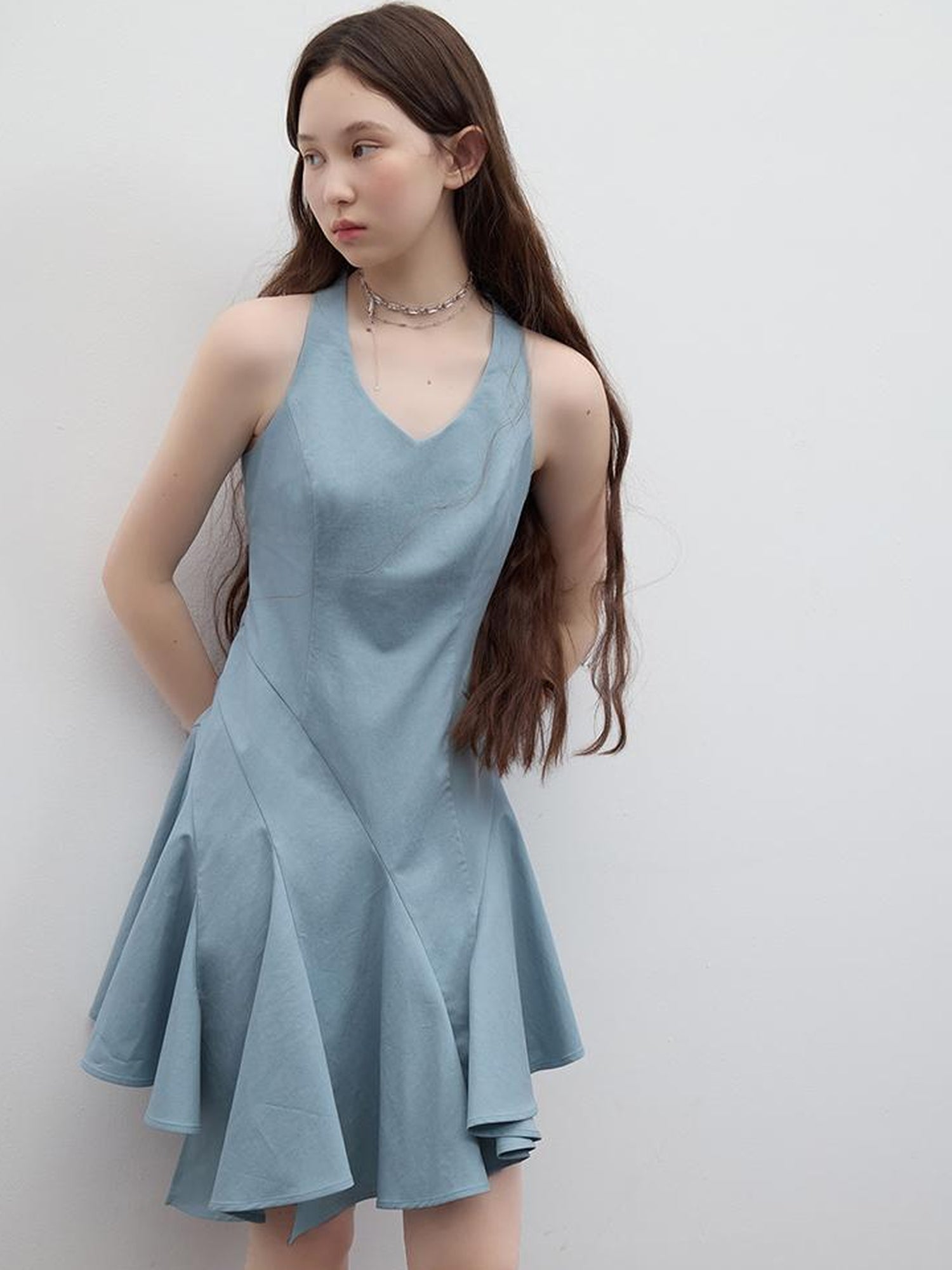 FUSSED V-Neck Asymmetrical Slip Dress