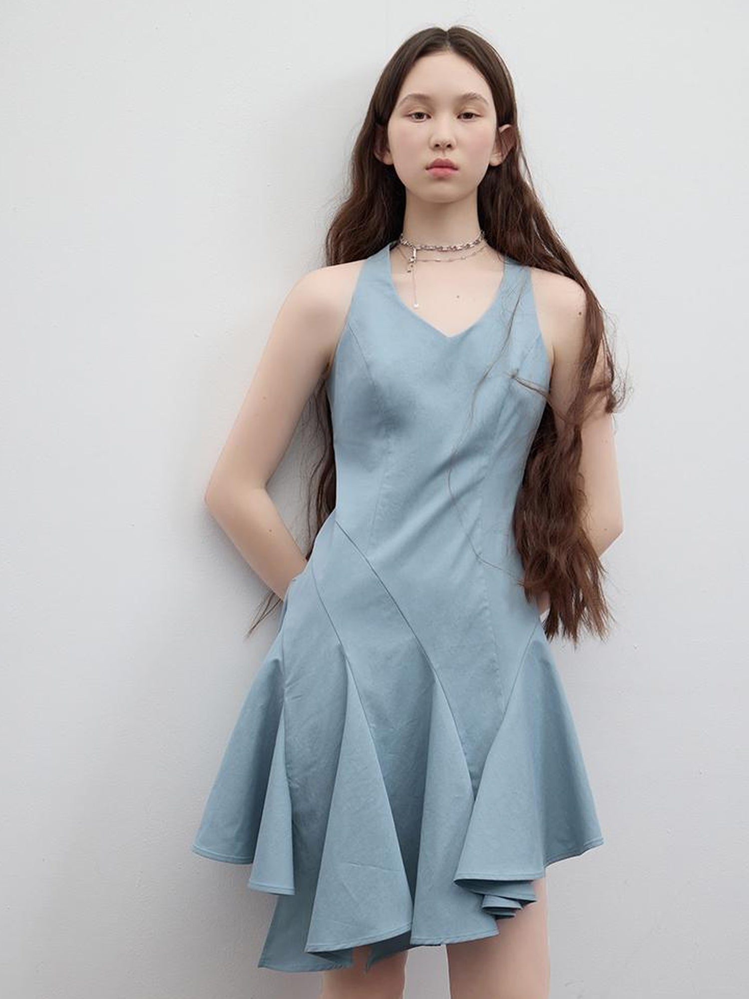 FUSSED V-Neck Asymmetrical Slip Dress