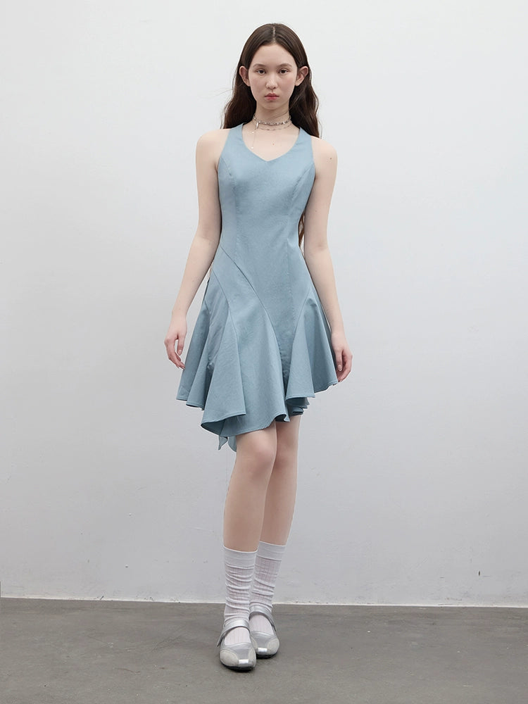 FUSSED_V-Neck_Asymmetrical_Slip_Dress_MISSTT