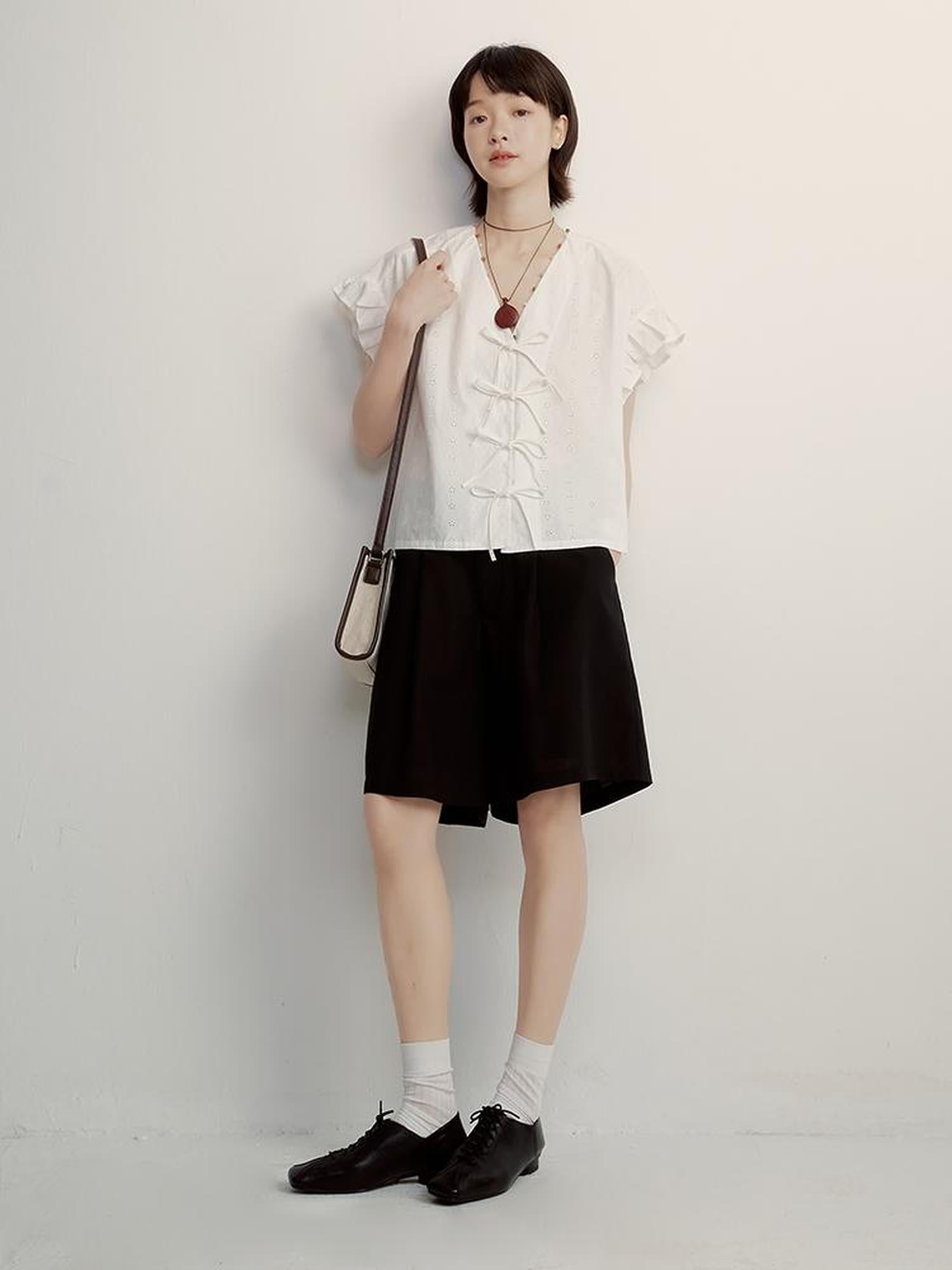 FUSSED V-Neck Embroidered Circus Blouse With Colorful Beaded Detail