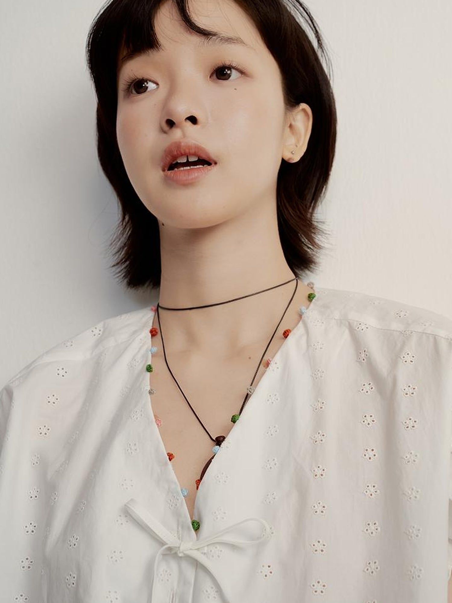 FUSSED V-Neck Embroidered Circus Blouse With Colorful Beaded Detail