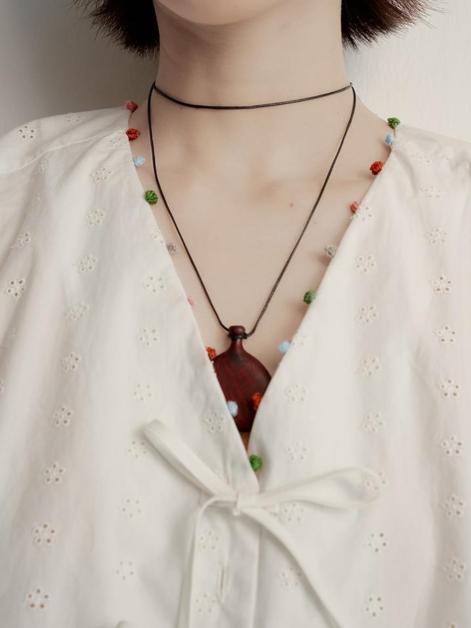 FUSSED V-Neck Embroidered Circus Blouse With Colorful Beaded Detail