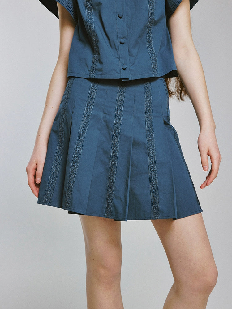 FUSSED_V-Neck_T-Shirt_Long-Sleeve_Tiered_Flutter_Sleeve_Lace_Trim_Playful_Prussian_Set_MISSTT