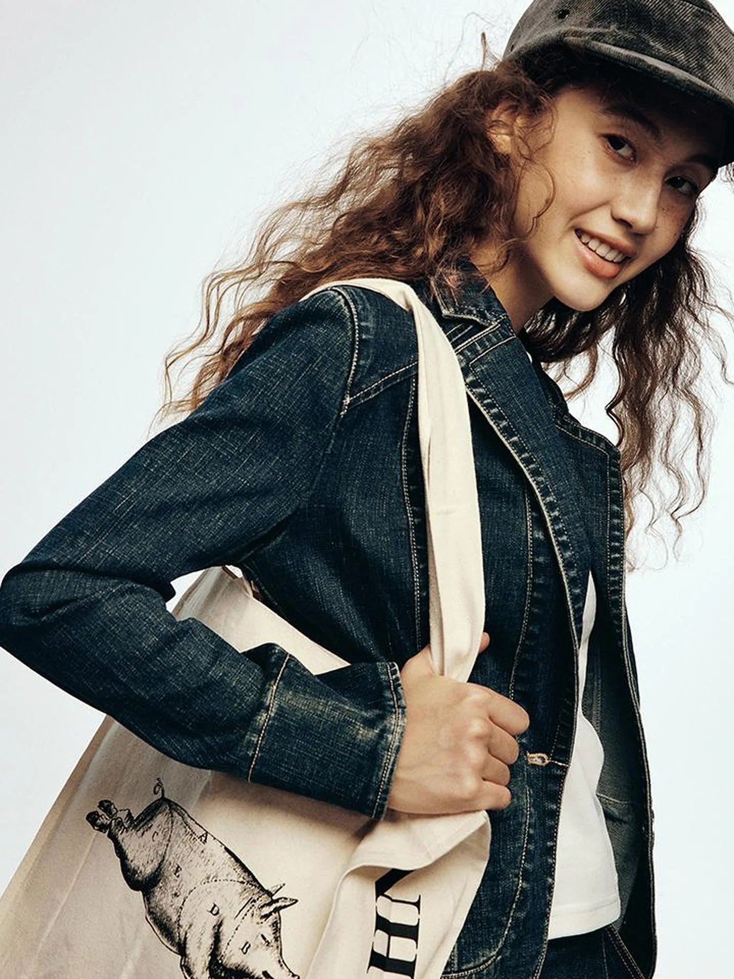 Vintage Blue Tailored Denim Jacket with Notched Collar