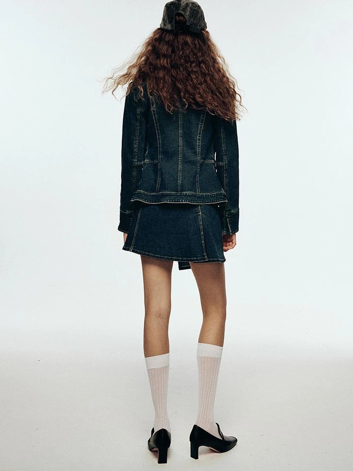 Vintage Blue Tailored Denim Jacket with Notched Collar