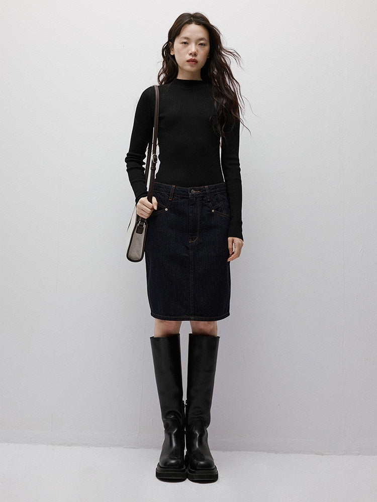 FUSSED_Vintage_Indigo_Structured_Contrast_Stitching_Women&