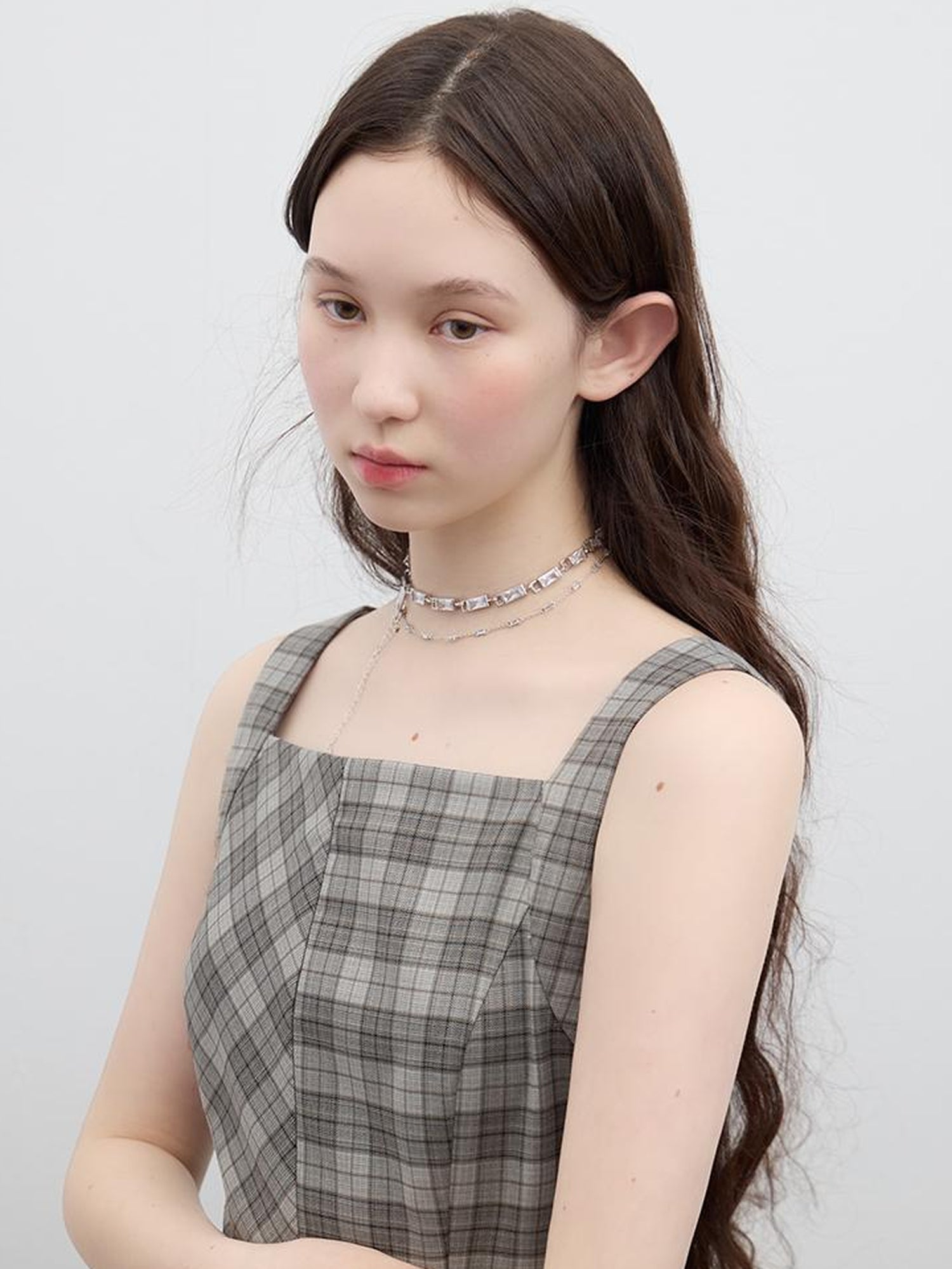 FUSSED Vintage Plaid Double Layer Hem A Line Dress