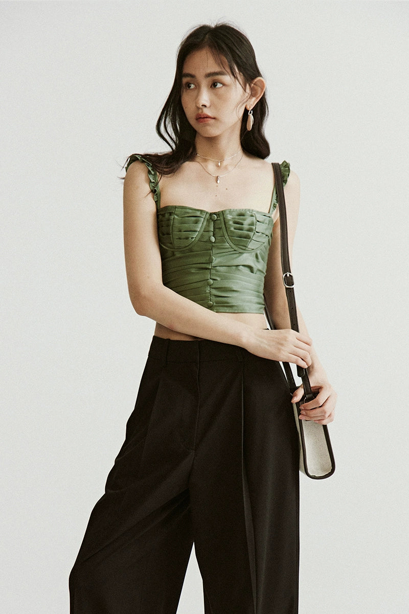 FUSSED_Vintage_Sage_Green_Satin_Ruffle_Camisole_Top_MISSTT