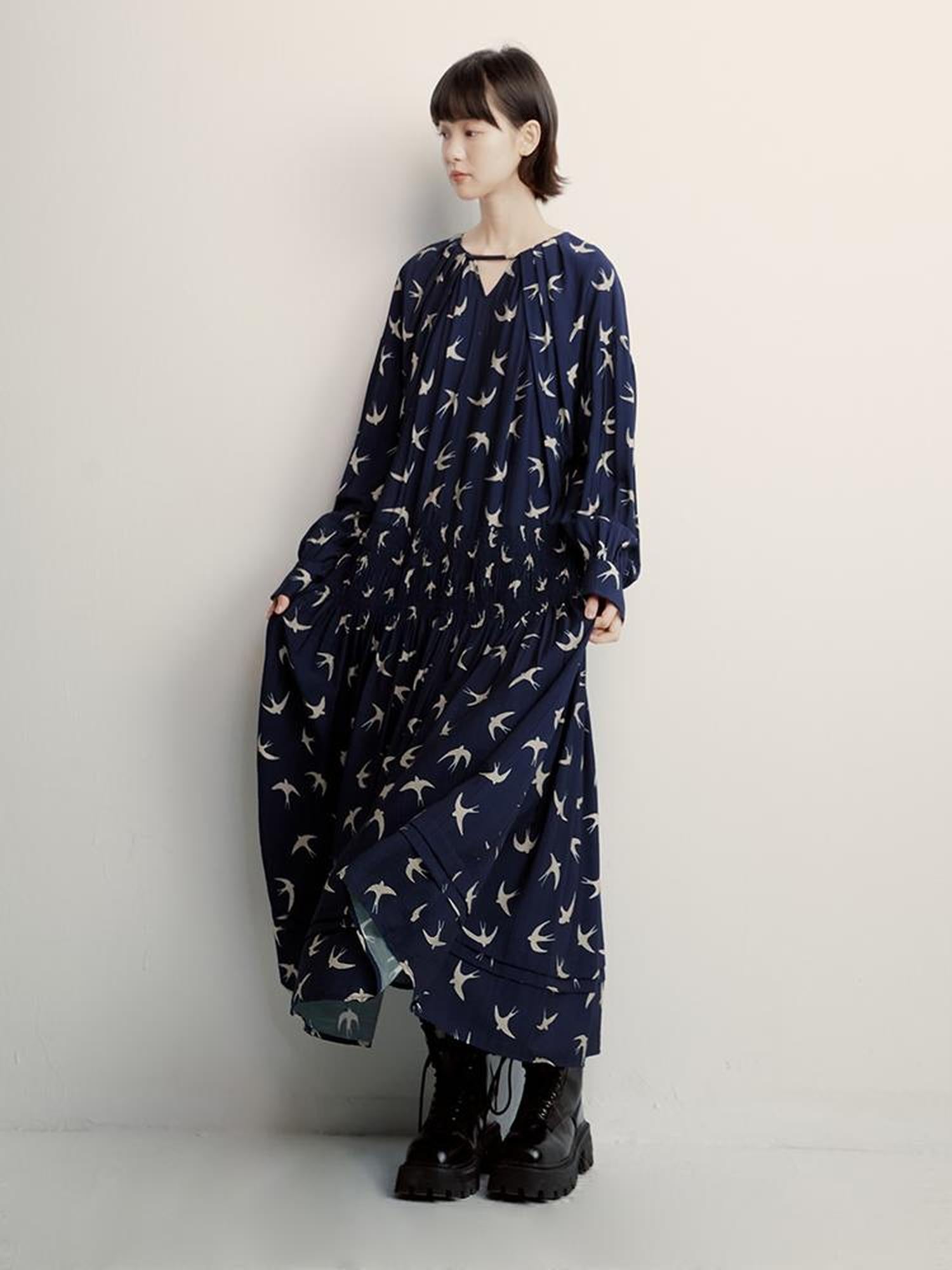 FUSSED Viscose Blend Tiered Smocking Dress With Floral Print