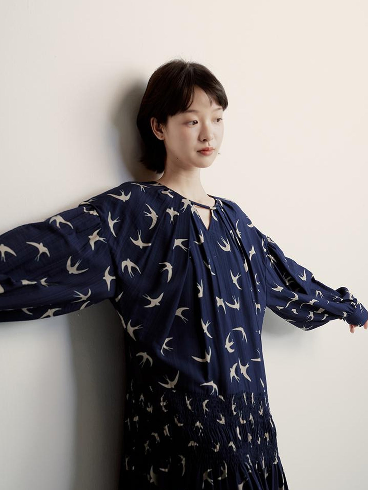 FUSSED Viscose Blend Tiered Smocking Dress With Floral Print