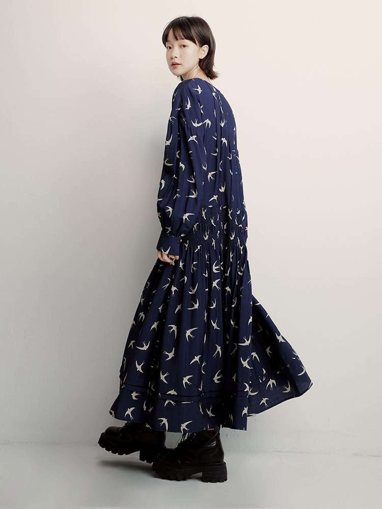 FUSSED Viscose Blend Tiered Smocking Dress With Floral Print