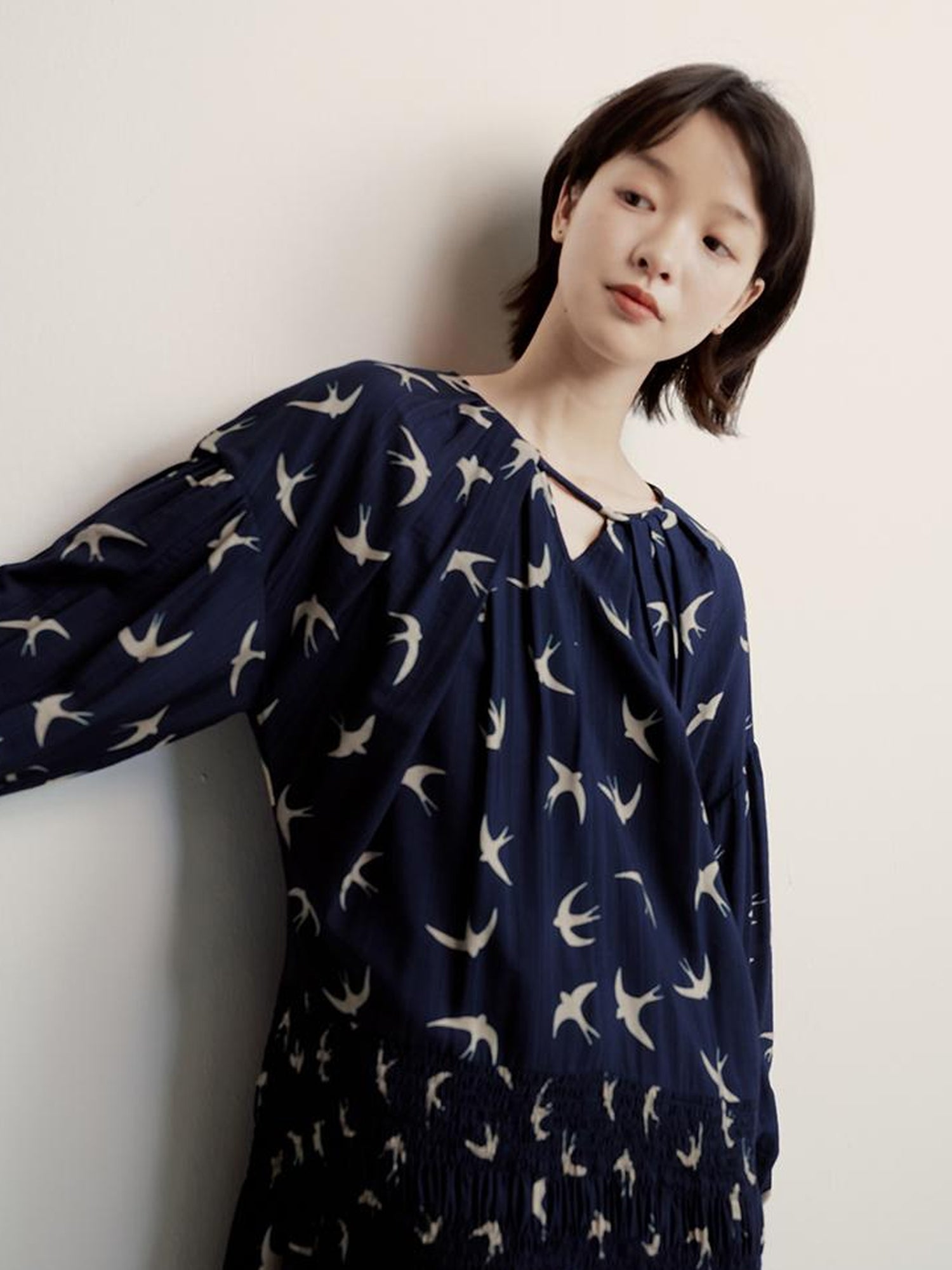 FUSSED Viscose Blend Tiered Smocking Dress With Floral Print