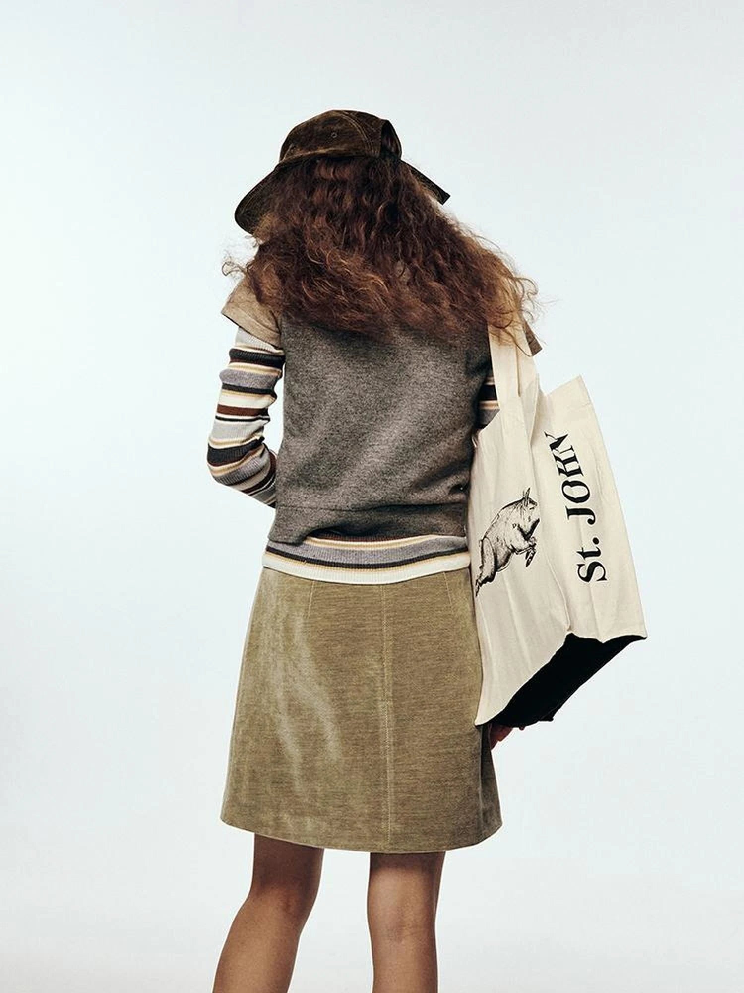 Vtg Corduroy Cedar Green Straight Skirt