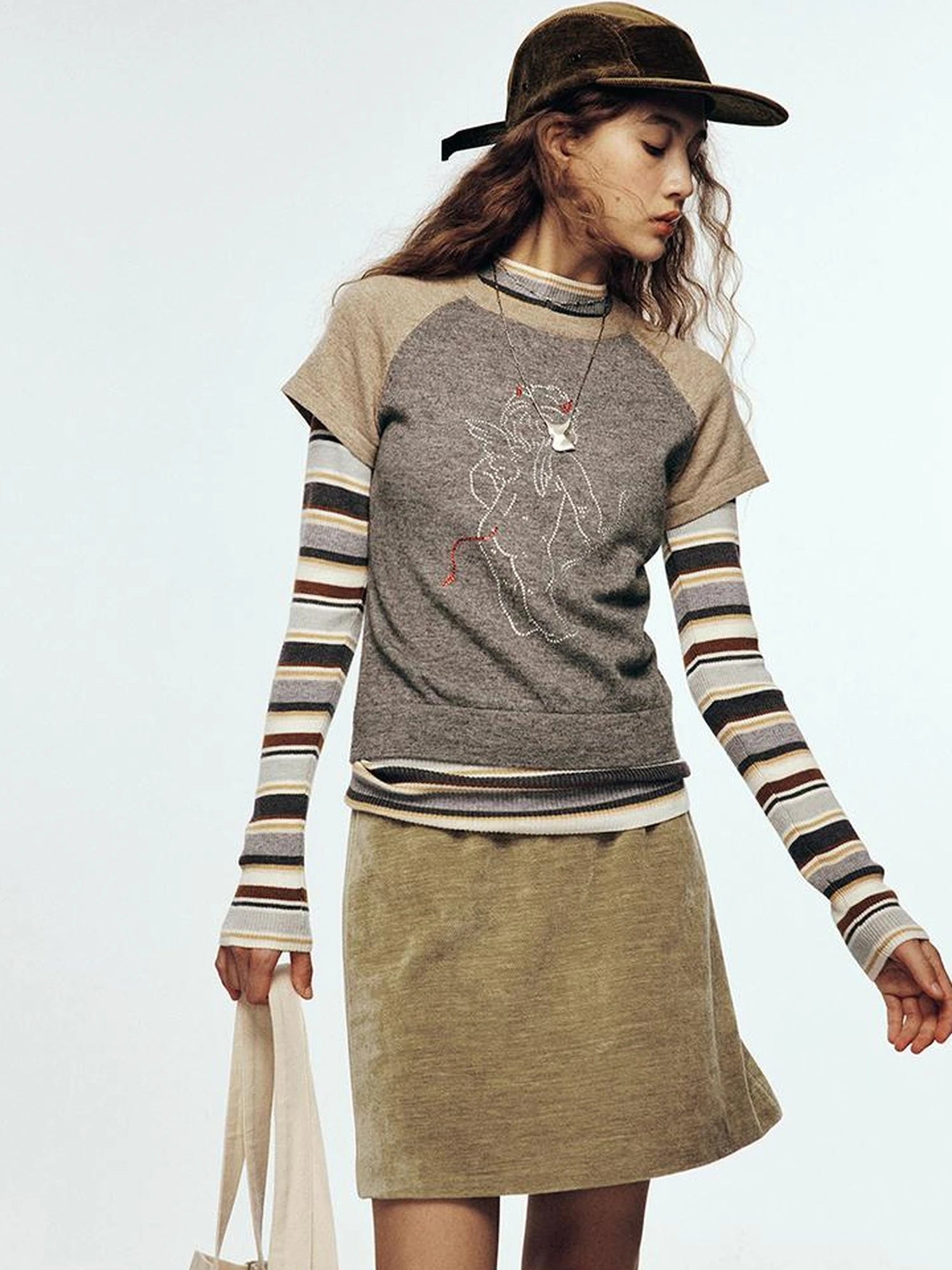 Vtg Corduroy Cedar Green Straight Skirt