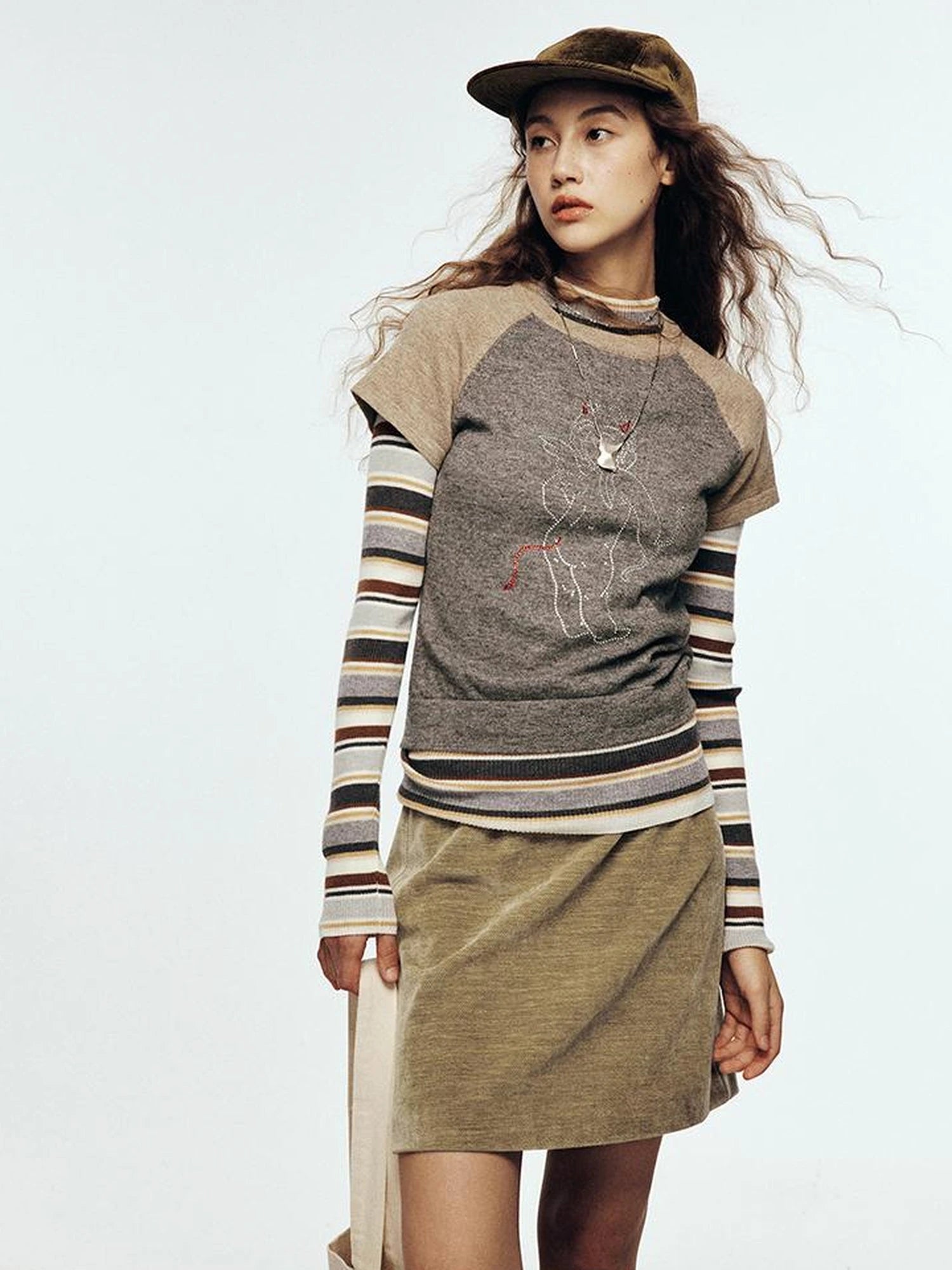 Vtg Corduroy Cedar Green Straight Skirt