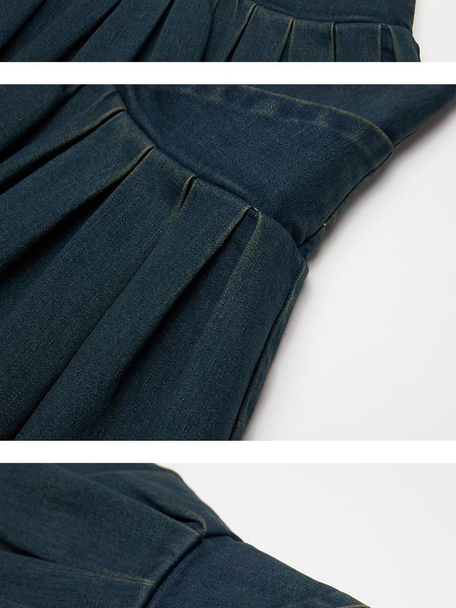 FUSSED Vtg Cowgirl Contrast Washed Denim A Line Pleated Skirt