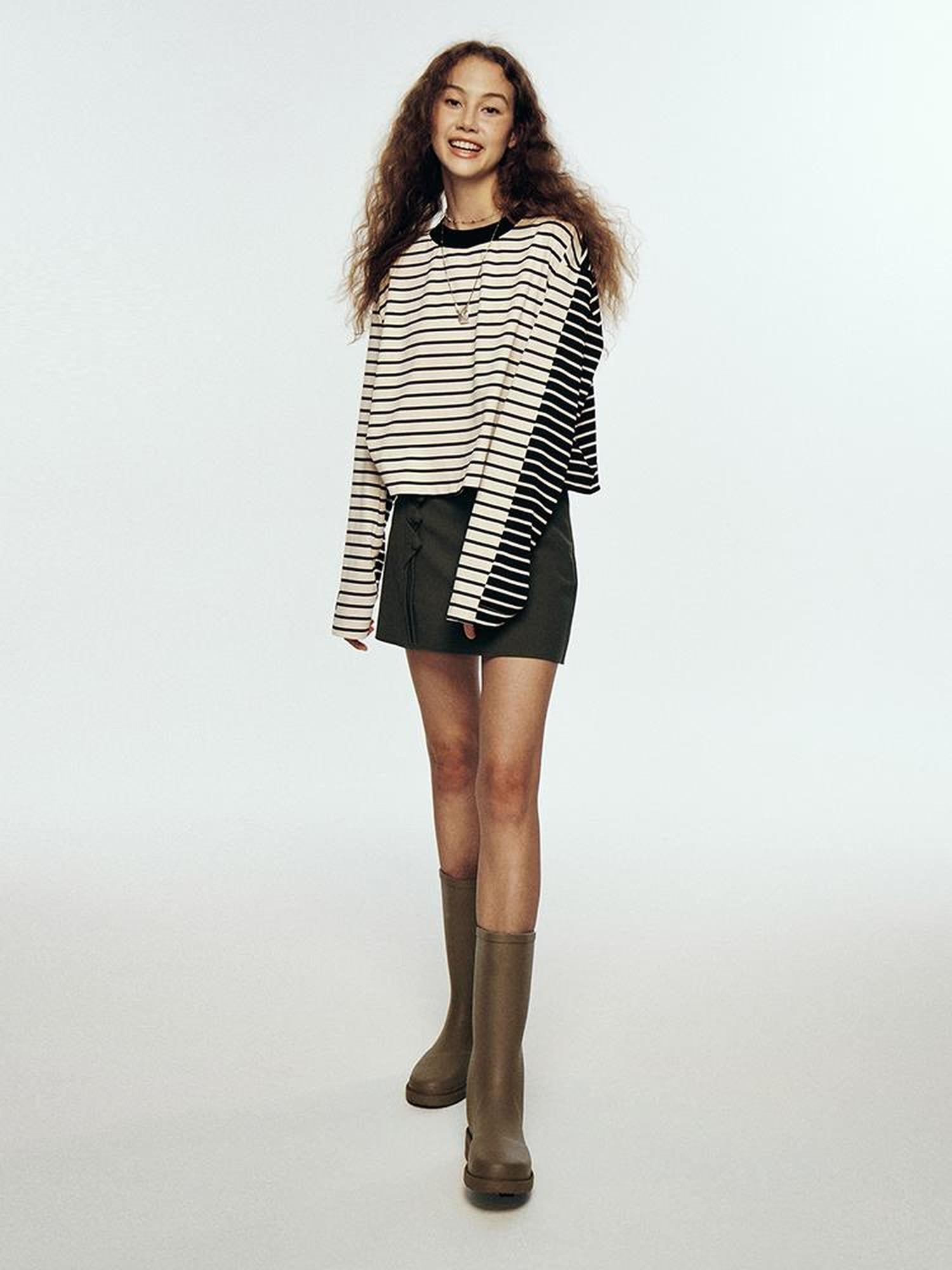 FUSSED Wandering River Double Layer Wool Blend Flax Blue Midi Skirt