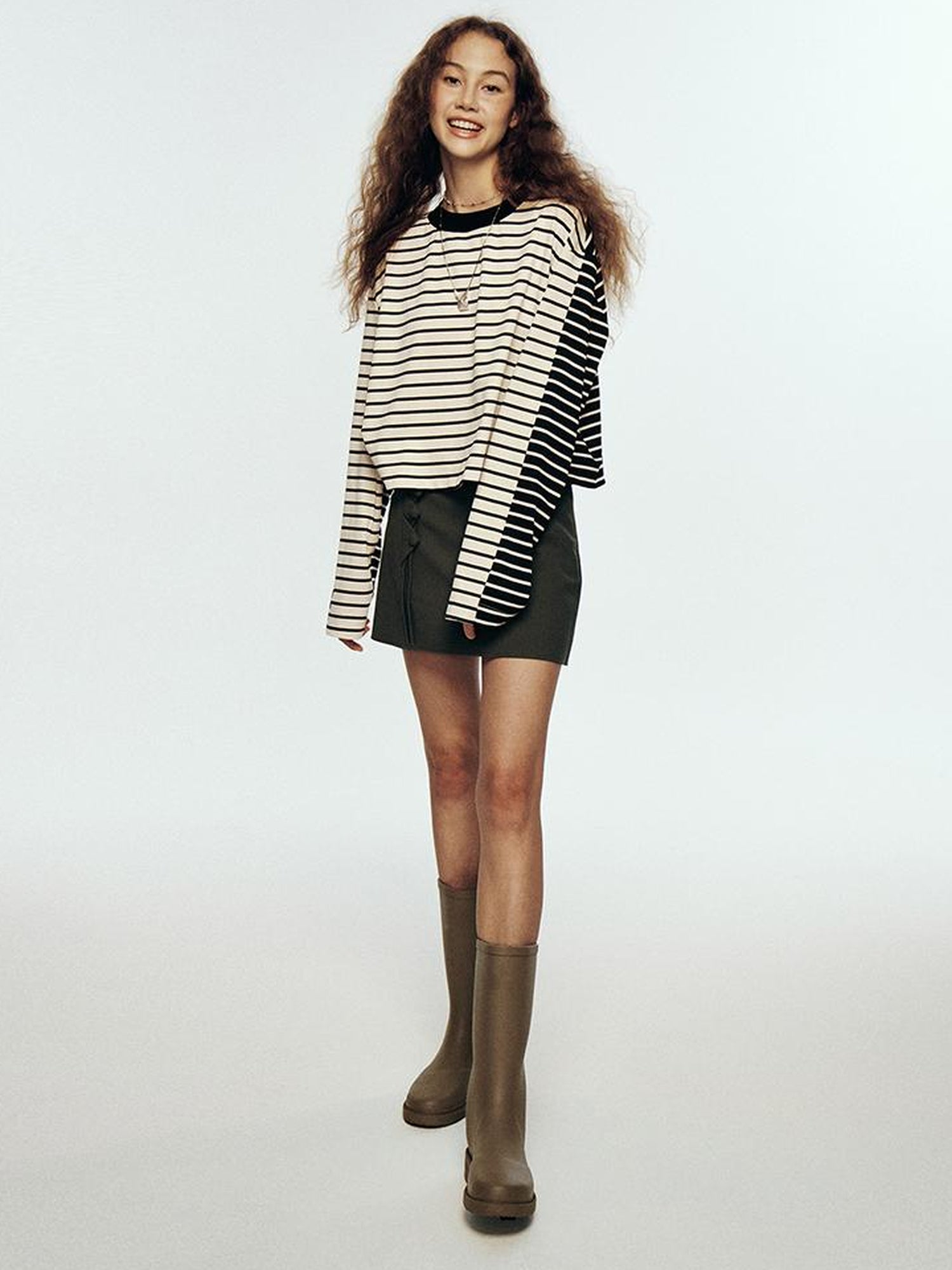 FUSSED Wandering River Double Layer Wool Blend Flax Blue Midi Skirt