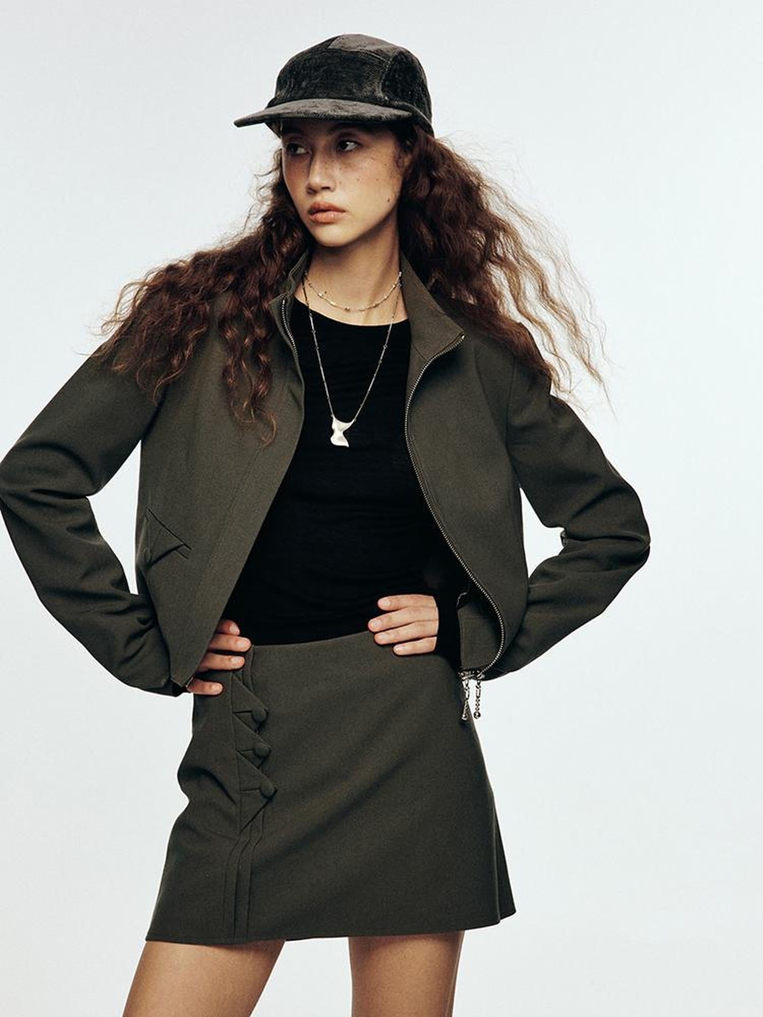 FUSSED Wandering River Slim Fit Short Wool Blazer In Linen Blue