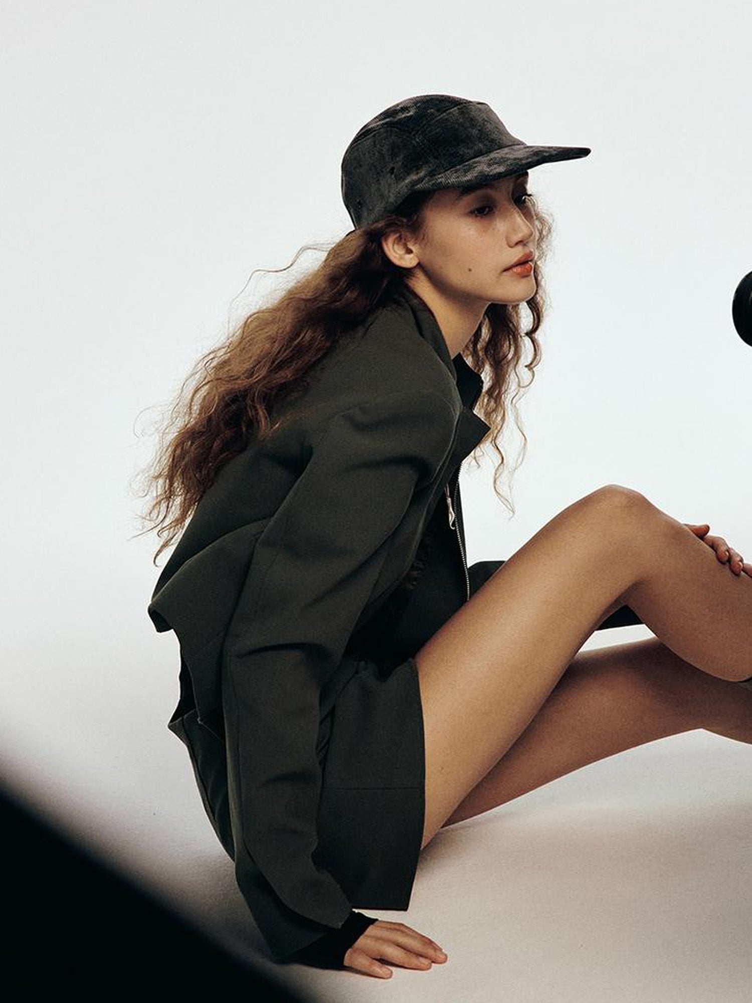 FUSSED Wandering River Slim Fit Short Wool Blazer In Linen Blue