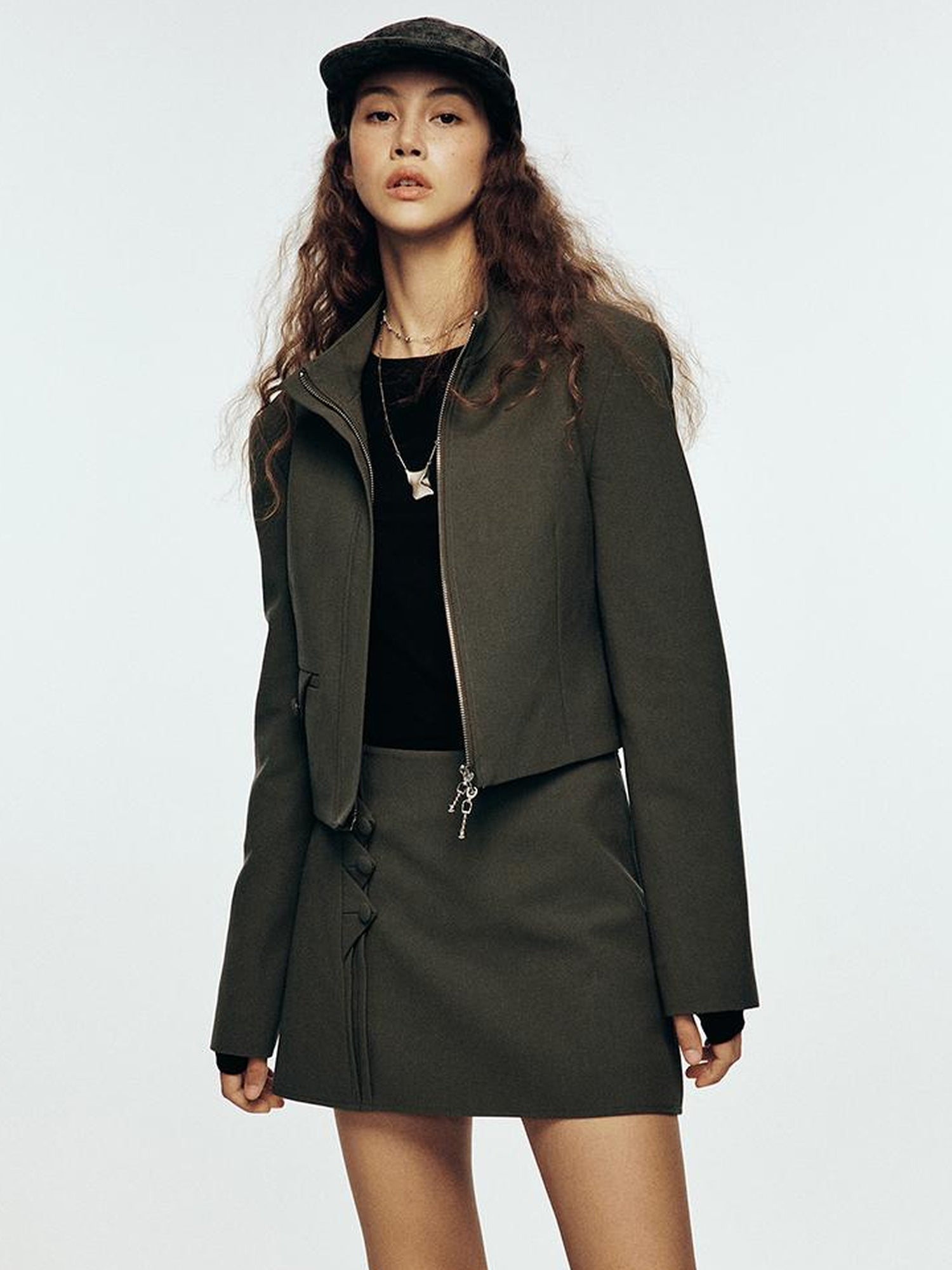 FUSSED Wandering River Slim Fit Short Wool Blazer In Linen Blue