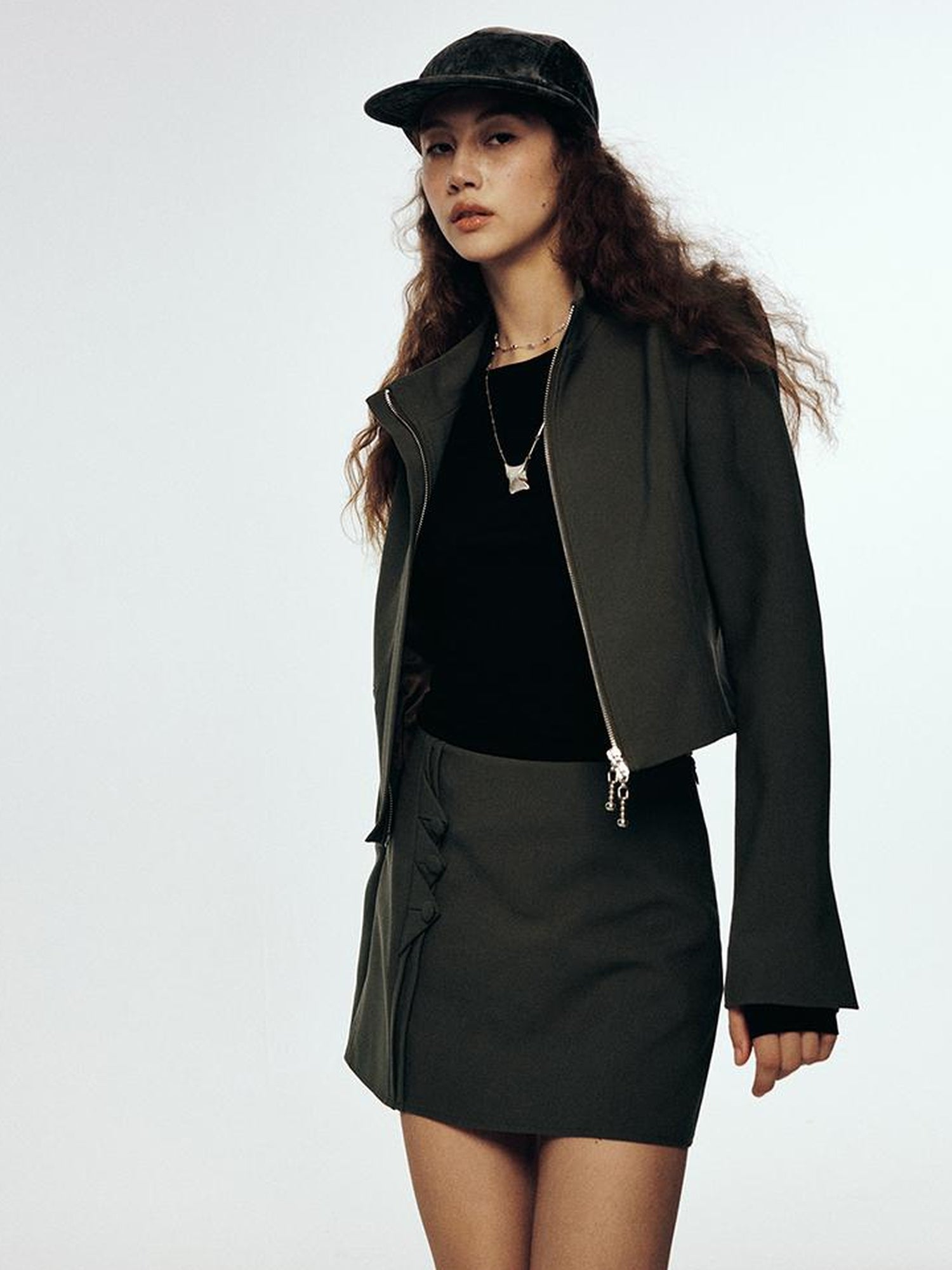 FUSSED Wandering River Slim Fit Short Wool Blazer In Linen Blue