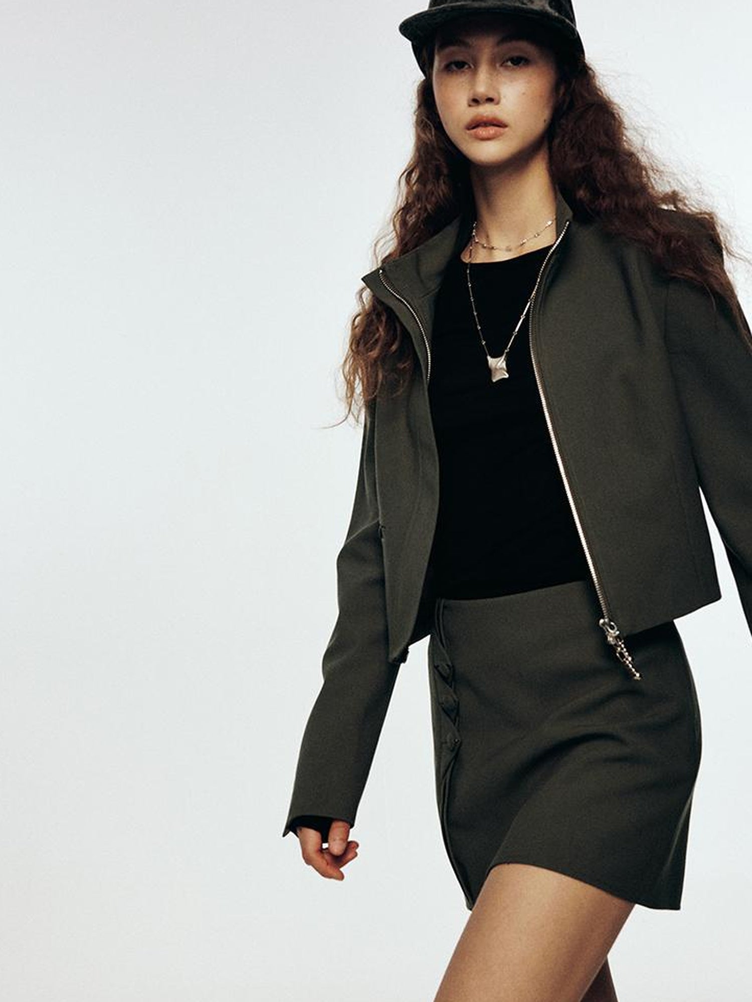 FUSSED Wandering River Slim Fit Short Wool Blazer In Linen Blue